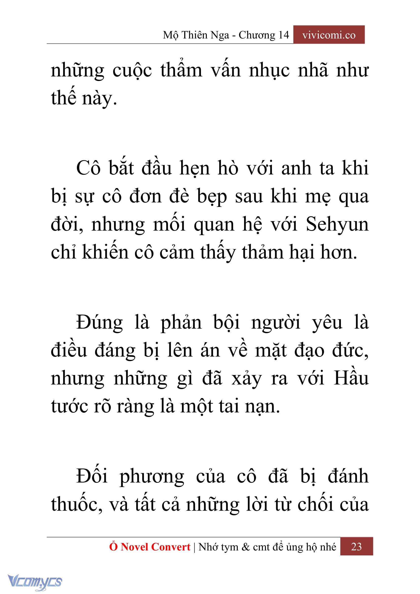 [Novel] Mộ Thiên Nga Chap 14 - Trang 2