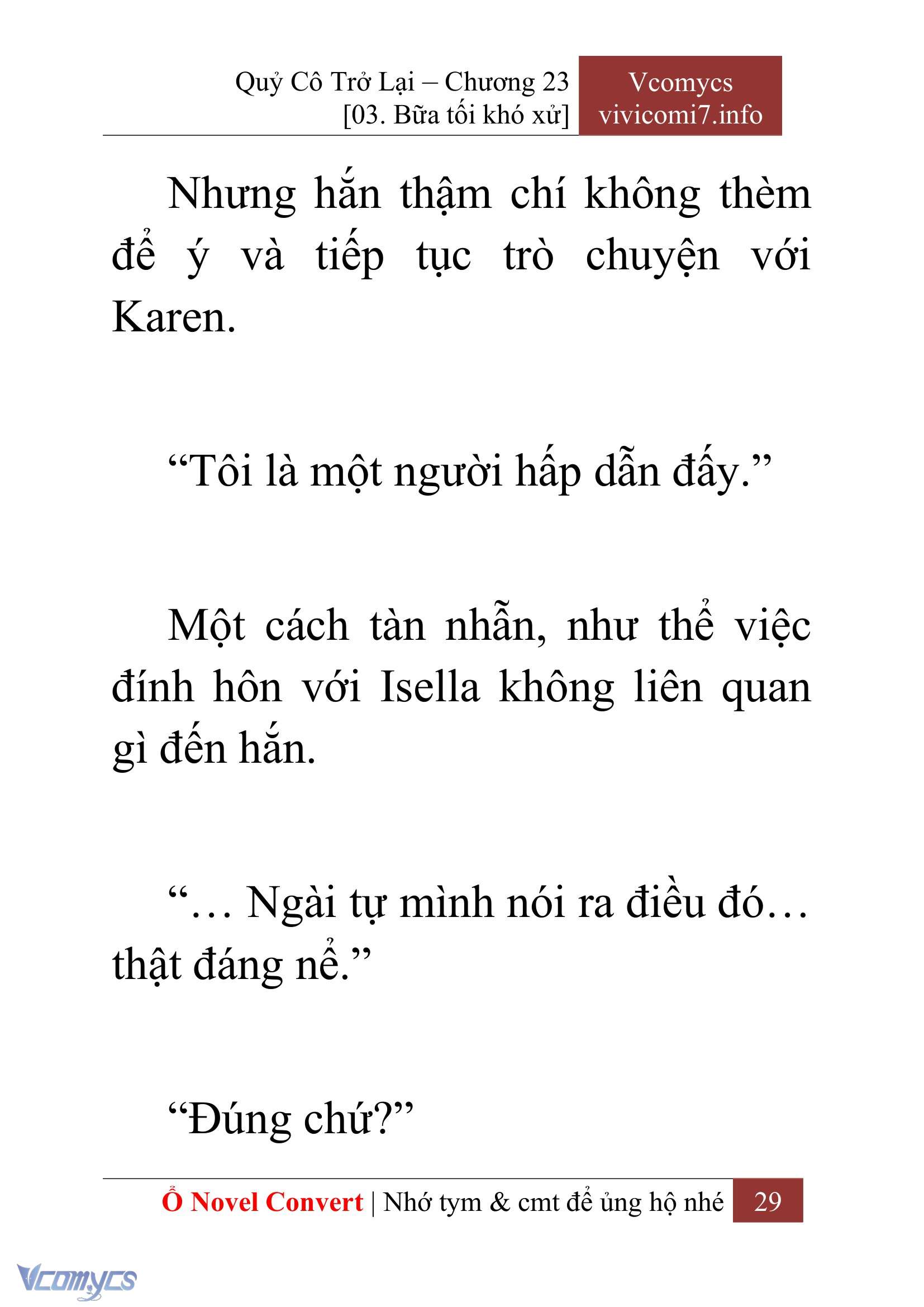 [Novel] Quý Cô Trở Lại Chap 23 - Next Chap 24