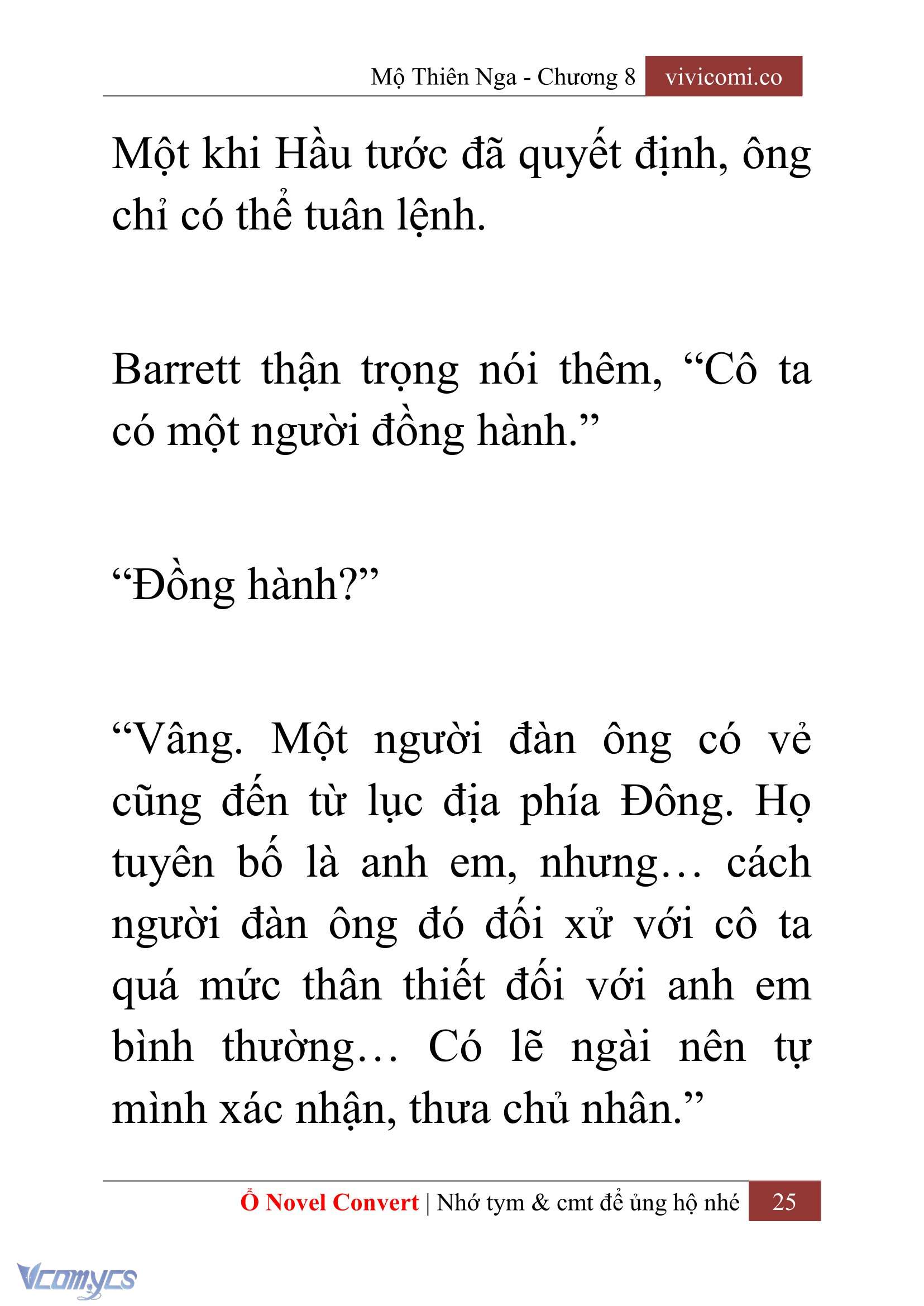 [Novel] Mộ Thiên Nga Chap 8 - Trang 2