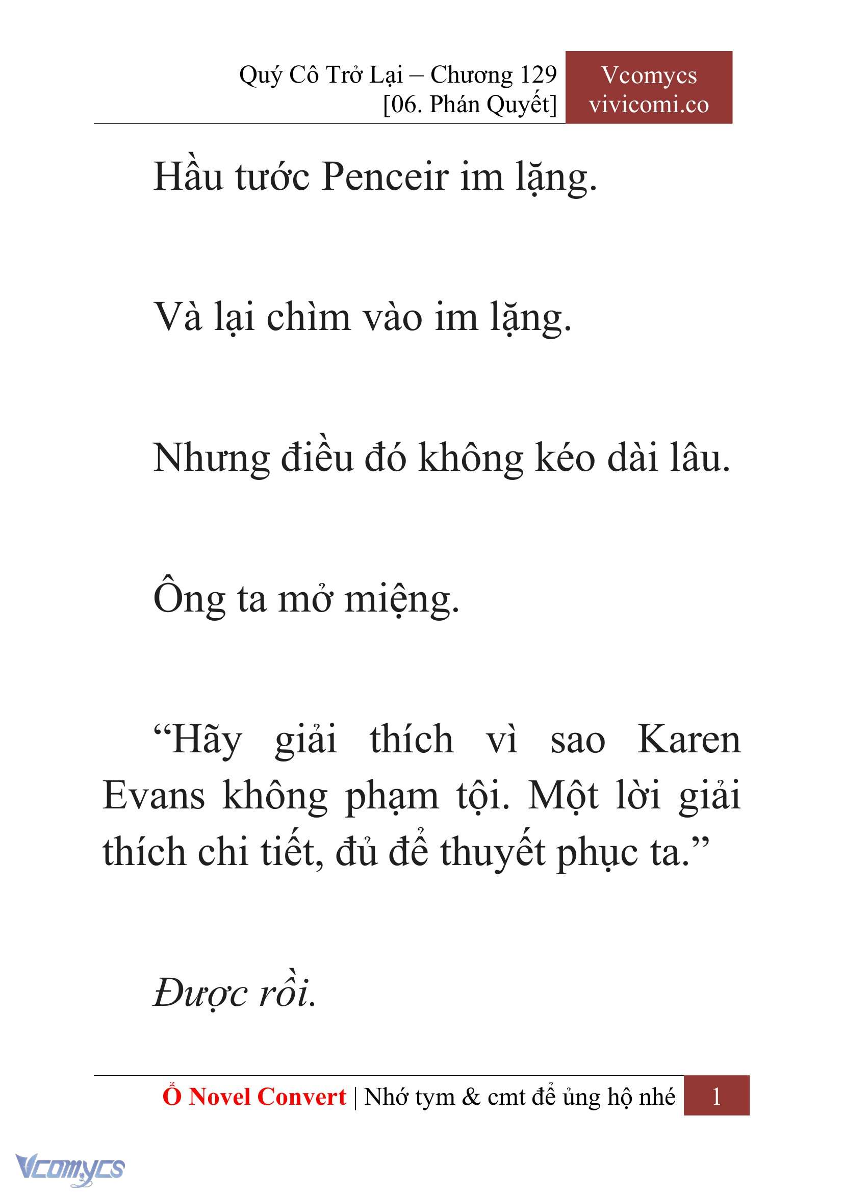 [Novel] Quý Cô Trở Lại Chap 129 - Next Chap 130