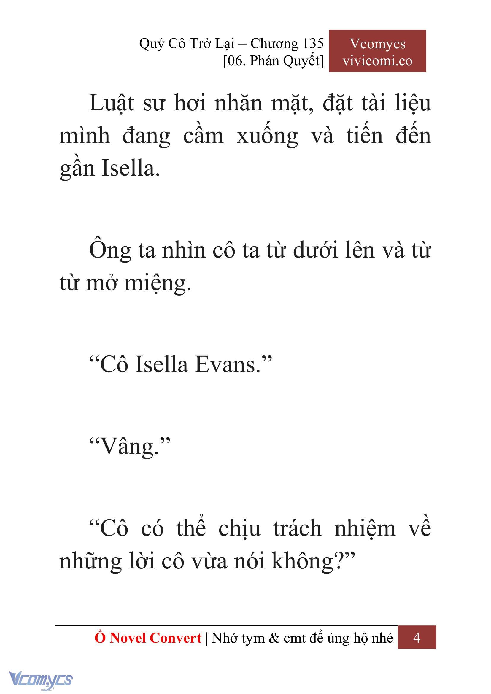 [Novel] Quý Cô Trở Lại Chap 135 - Next 