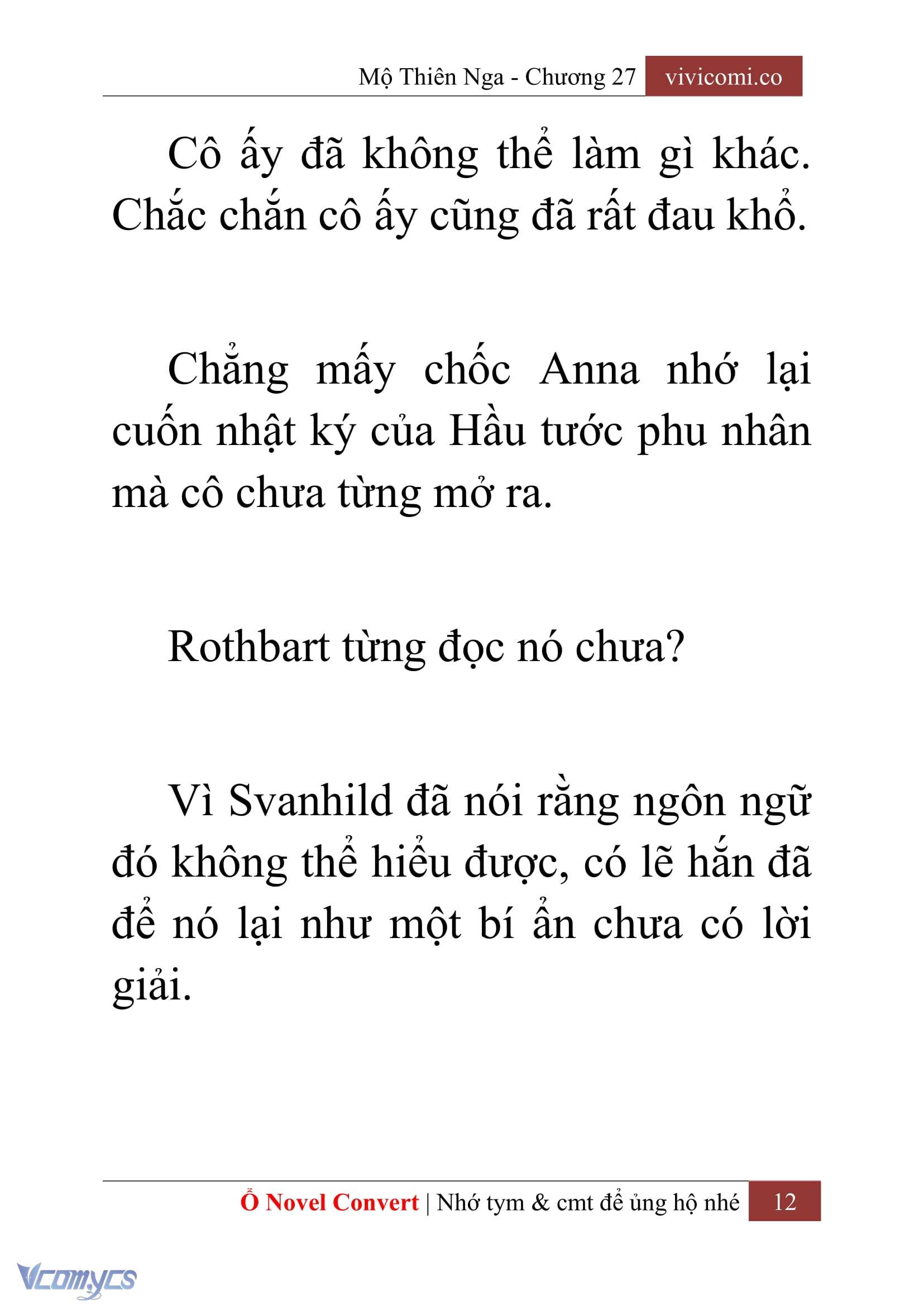 [Novel] Mộ Thiên Nga Chap 27 - Trang 2