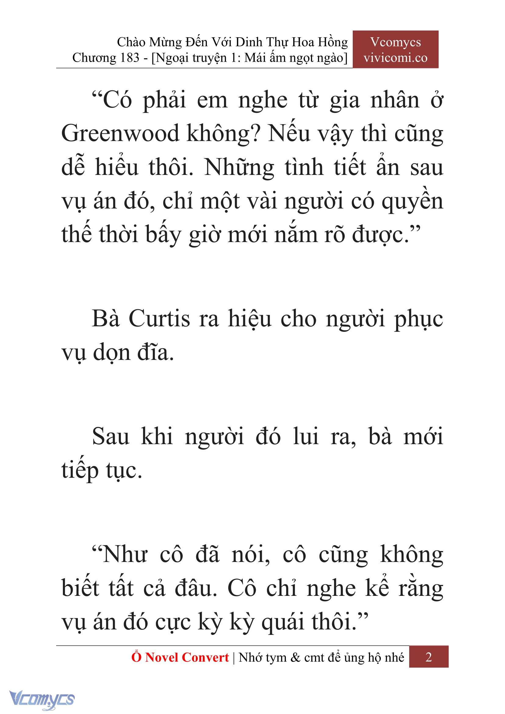 [Novel] Chào Mừng Đến Với Dinh Thự Hoa Hồng Chap 183 - Trang 2