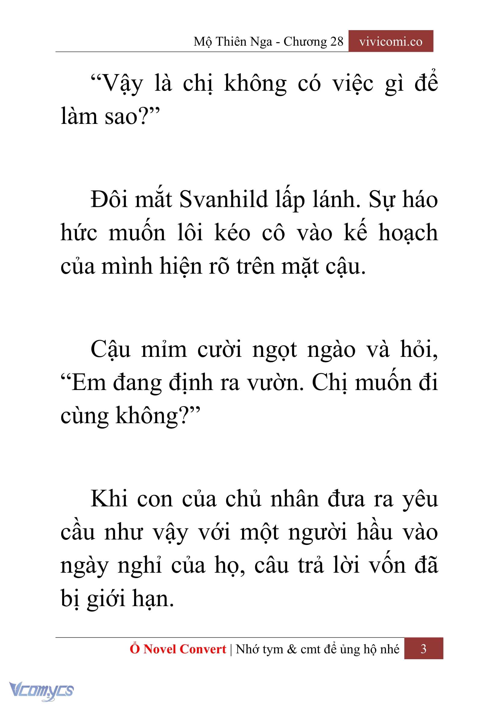 [Novel] Mộ Thiên Nga Chap 28 - Trang 2