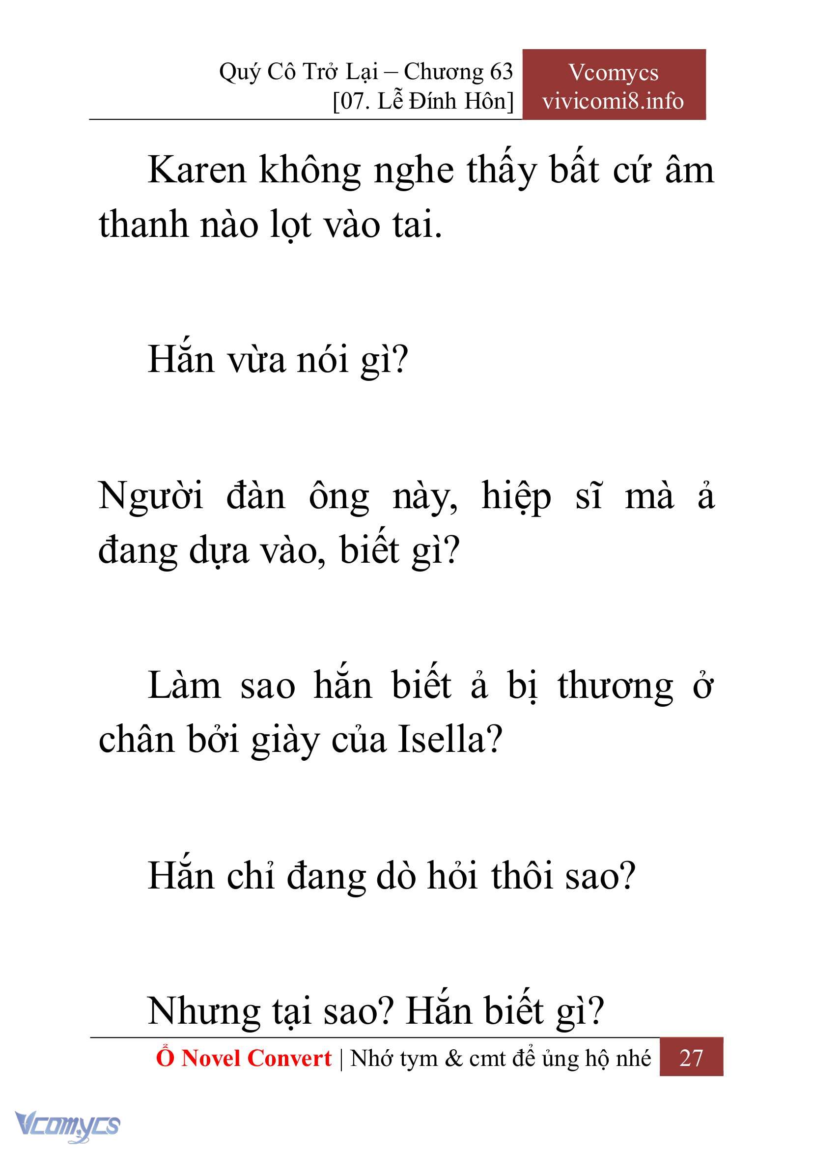 [Novel] Quý Cô Trở Lại Chap 63 - Trang 2