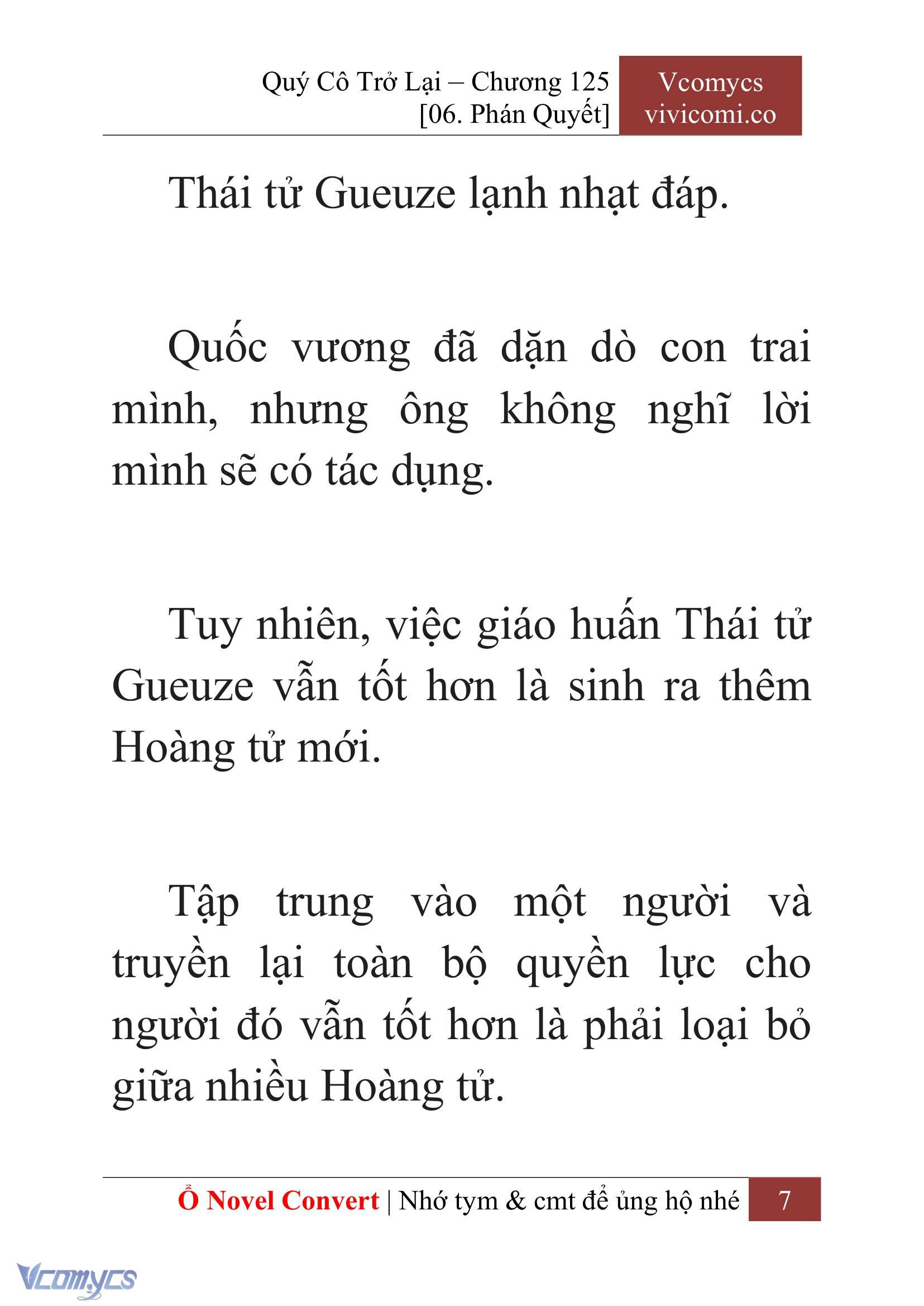 [Novel] Quý Cô Trở Lại Chap 125 - Next Chap 126