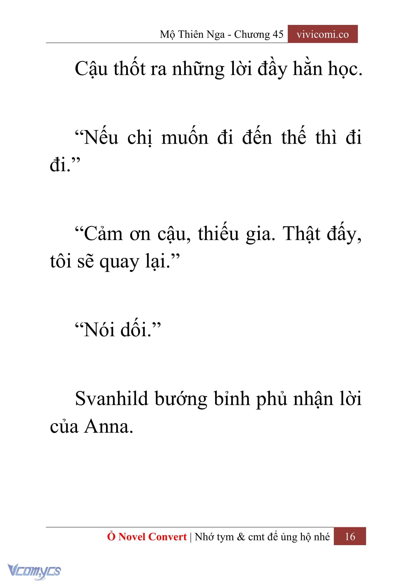 [Novel] Mộ Thiên Nga Chap 45 - Trang 2