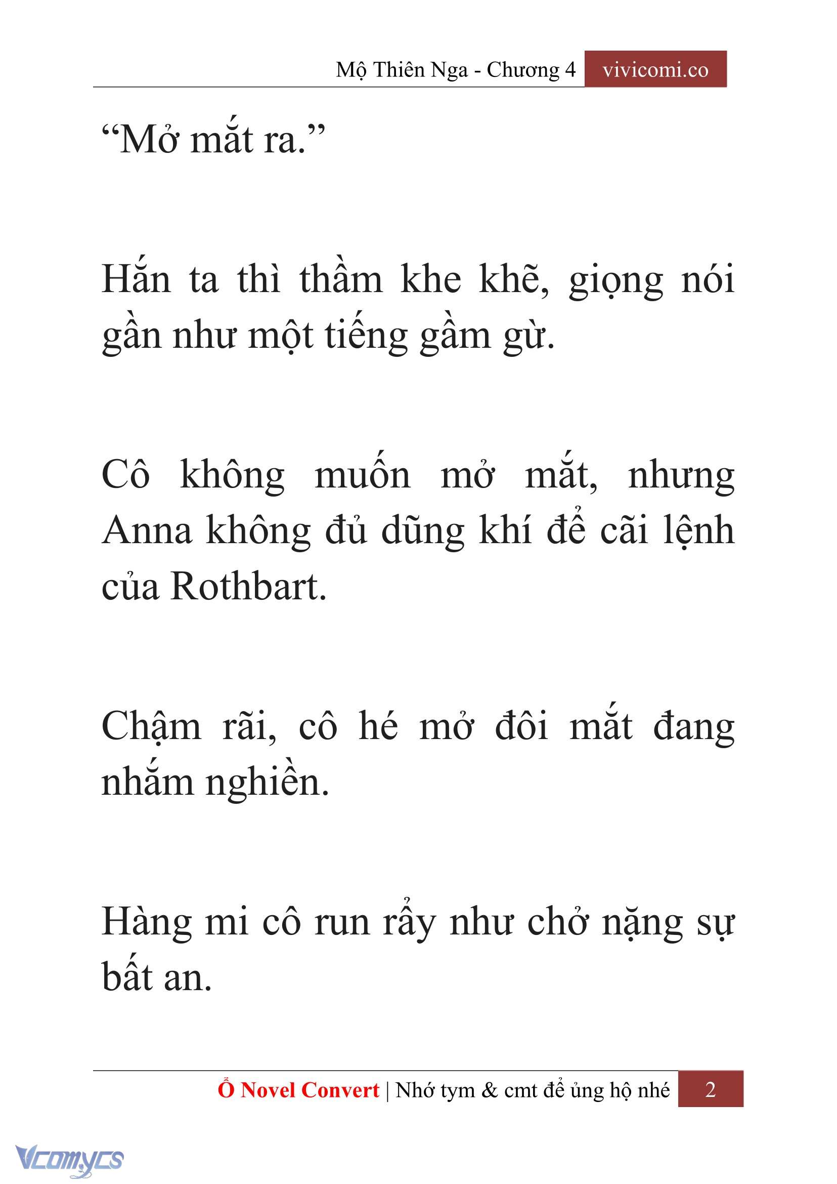 [Novel] Mộ Thiên Nga Chap 4 - Trang 2