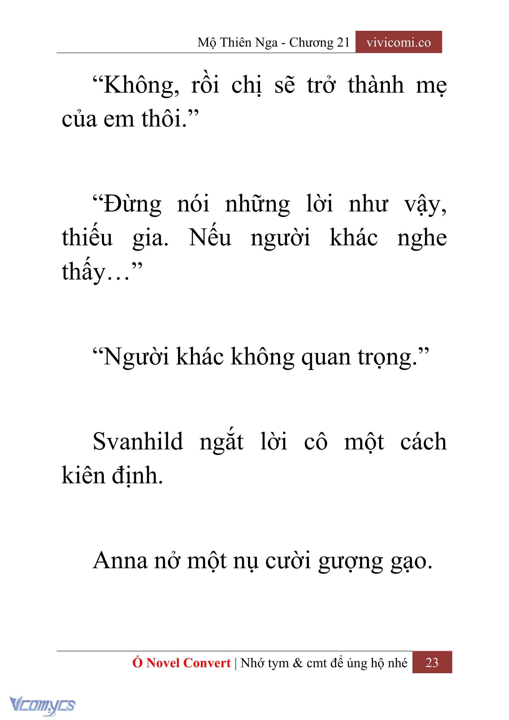 [Novel] Mộ Thiên Nga Chap 21 - Trang 2