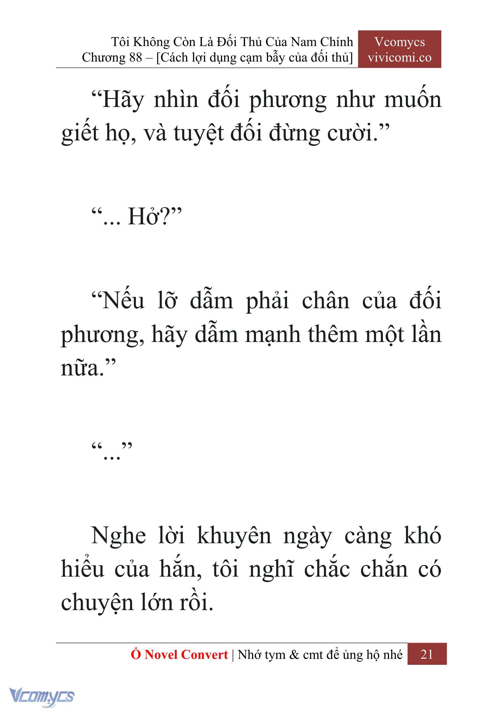 [Novel] Tôi Không Còn Là Đối Thủ Của Nam Chính Chap 88 - Trang 2