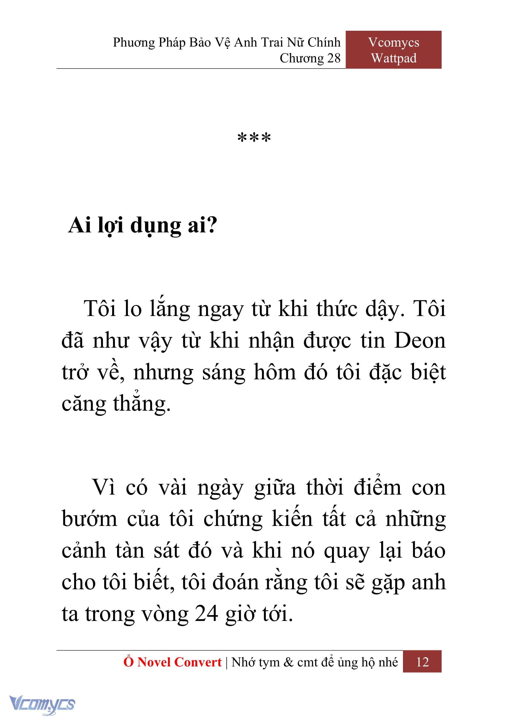[Novel] Phương Pháp Bảo Vệ Anh Trai Nữ Chính Chap 28 - Trang 2