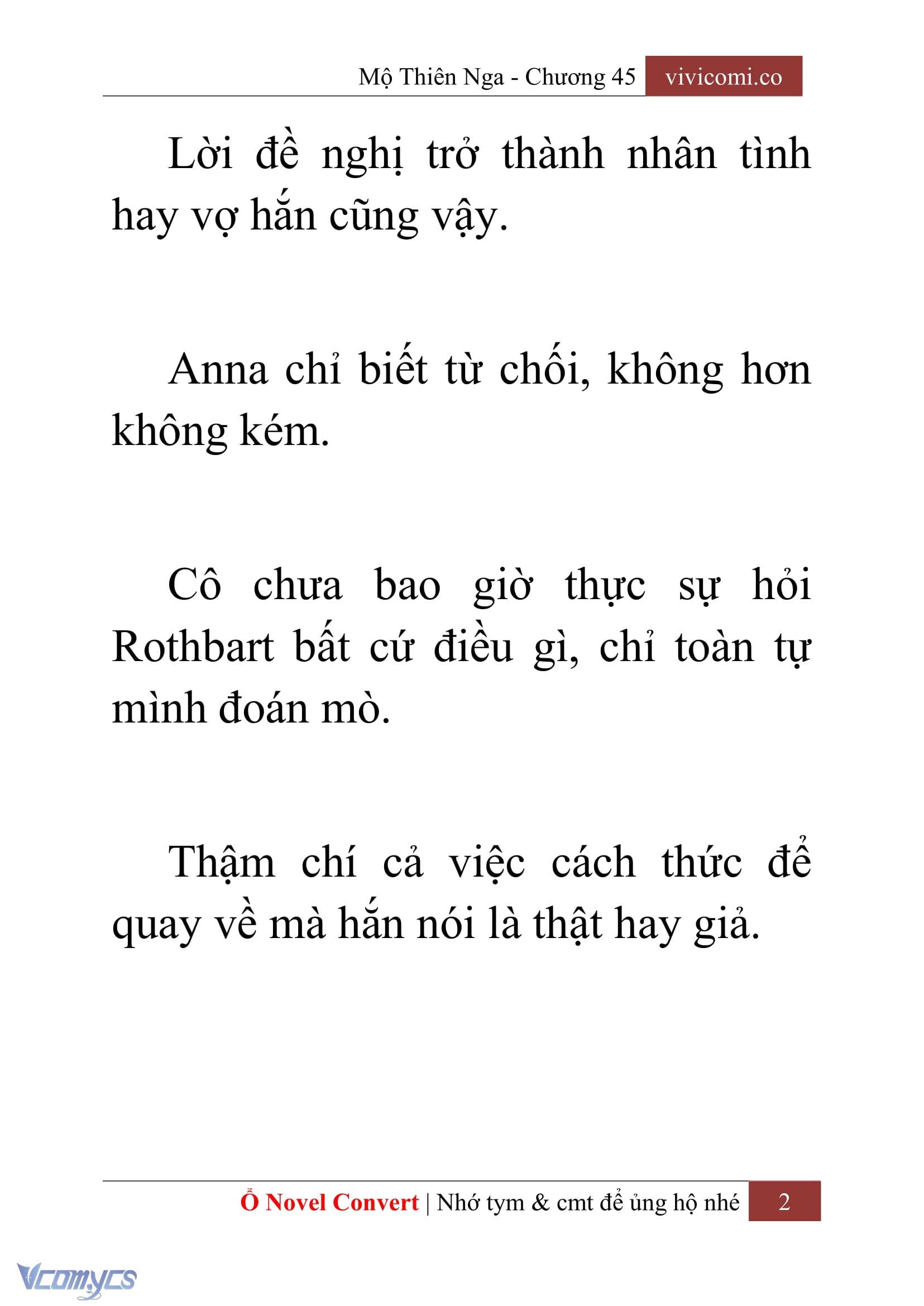 [Novel] Mộ Thiên Nga Chap 45 - Trang 2