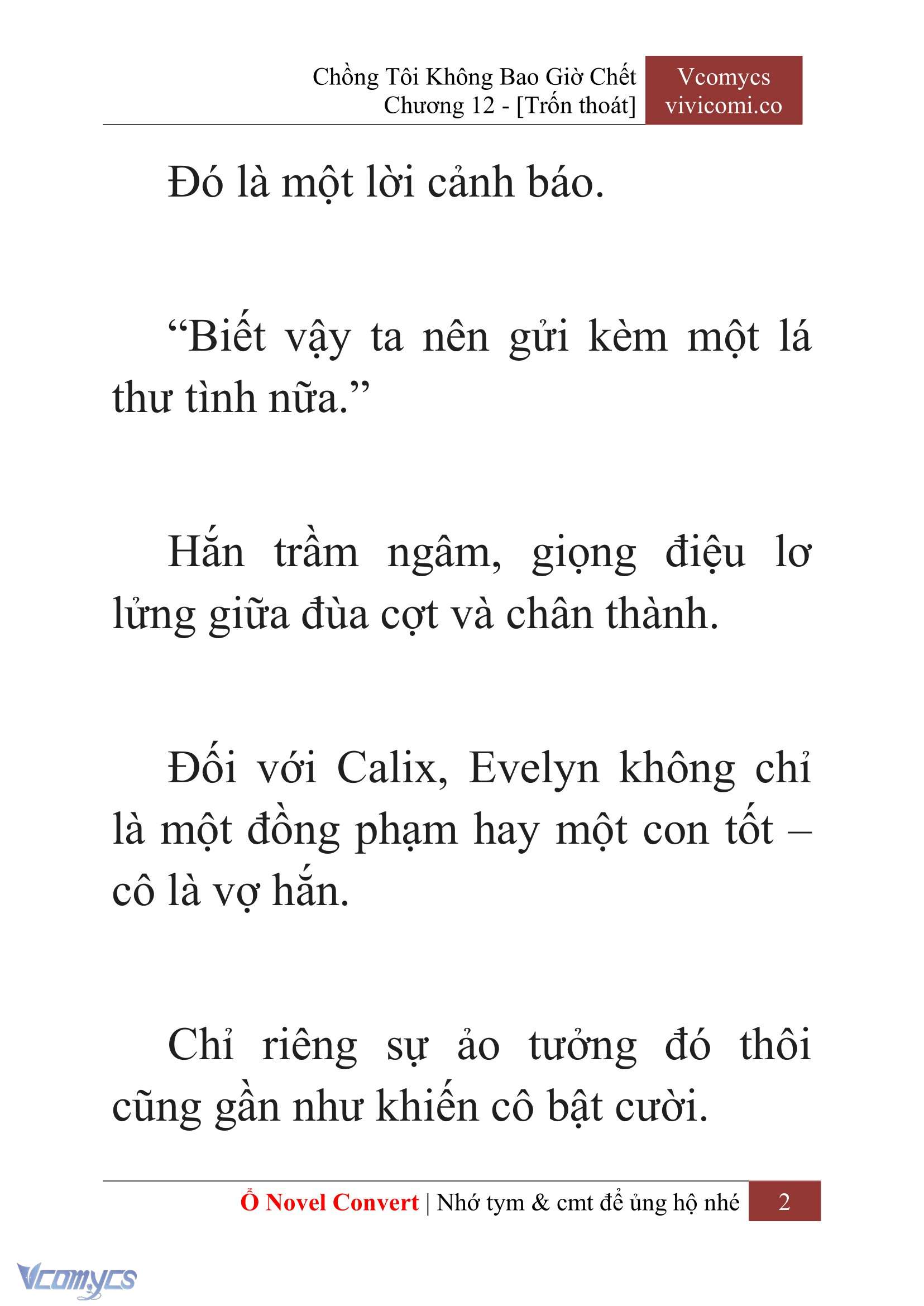 [Novel] Chồng Tôi Không Bao Giờ Chết Chap 12 - Trang 2