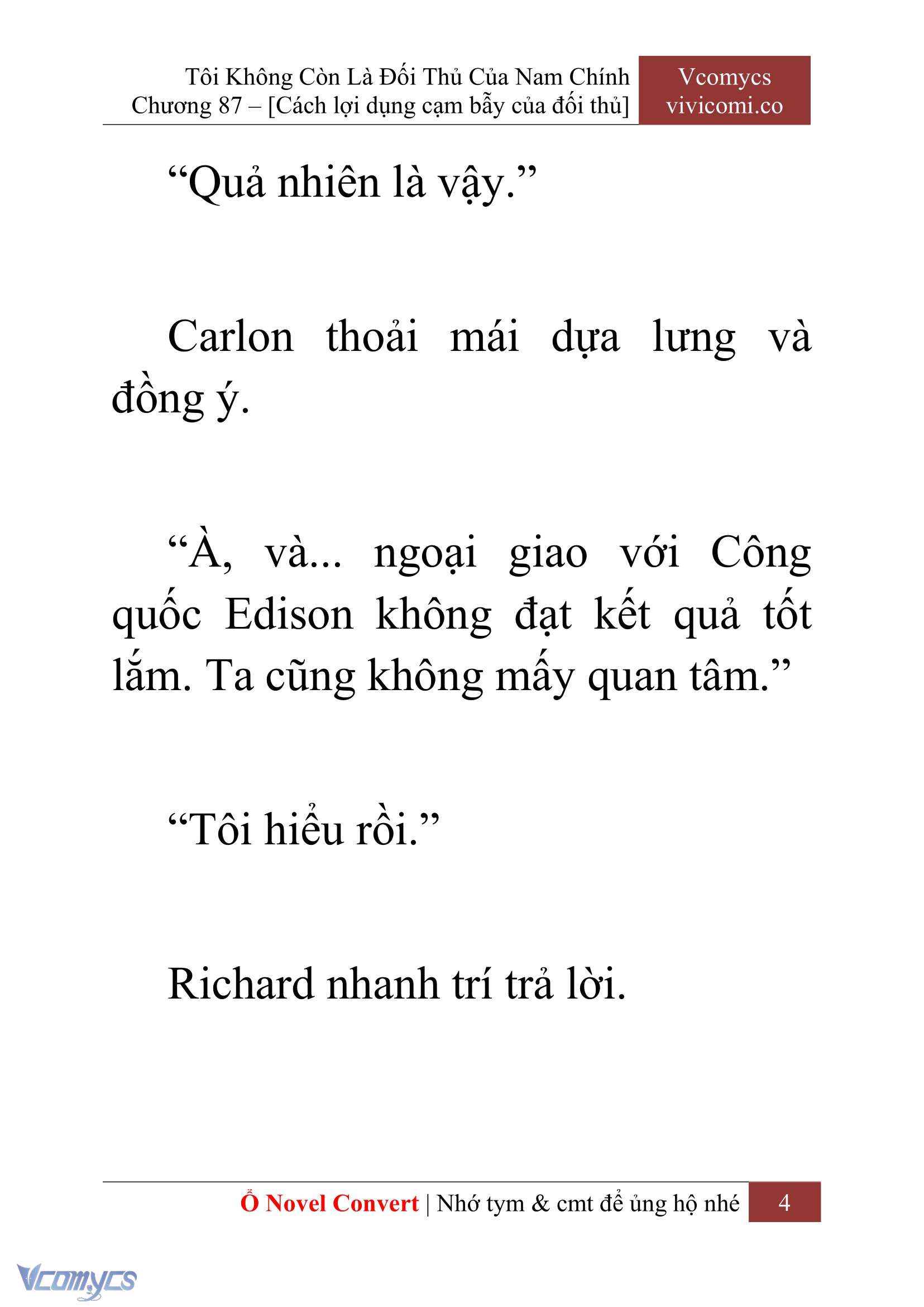 [Novel] Tôi Không Còn Là Đối Thủ Của Nam Chính Chap 87 - Trang 2