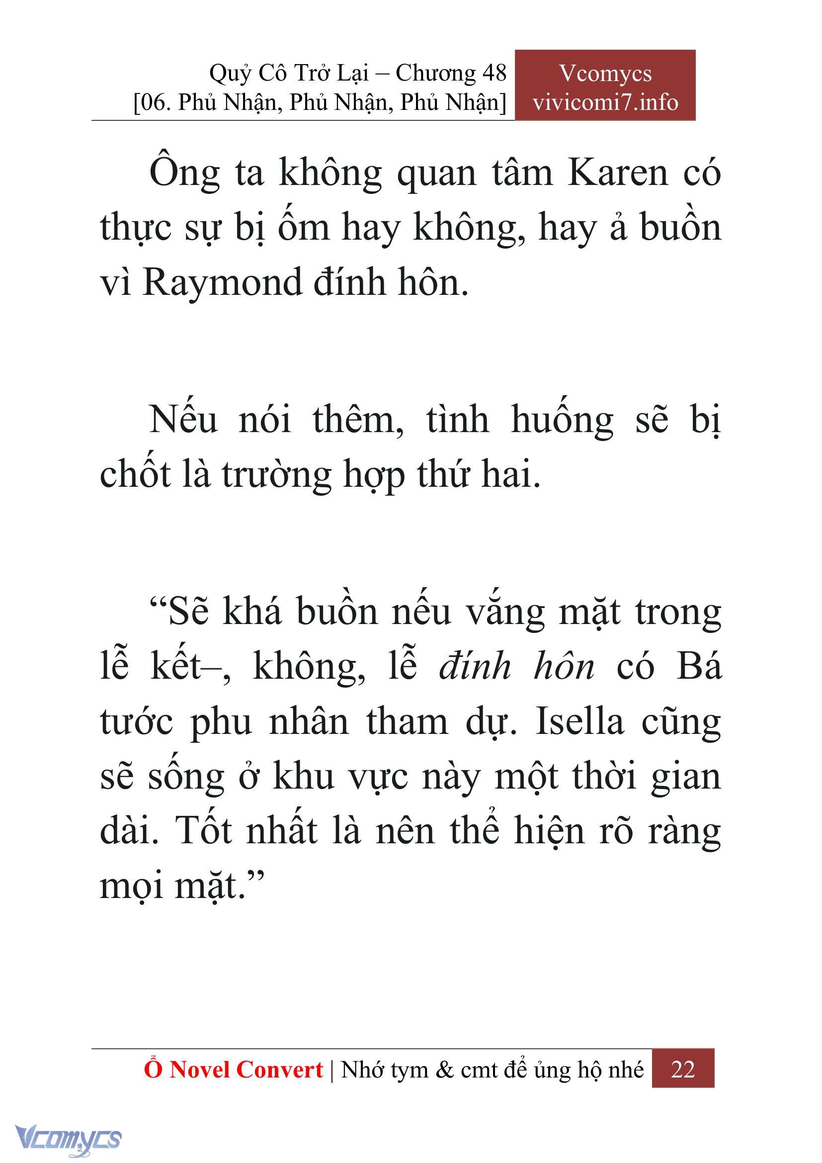 [Novel] Quý Cô Trở Lại Chap 48 - Next Chap 49