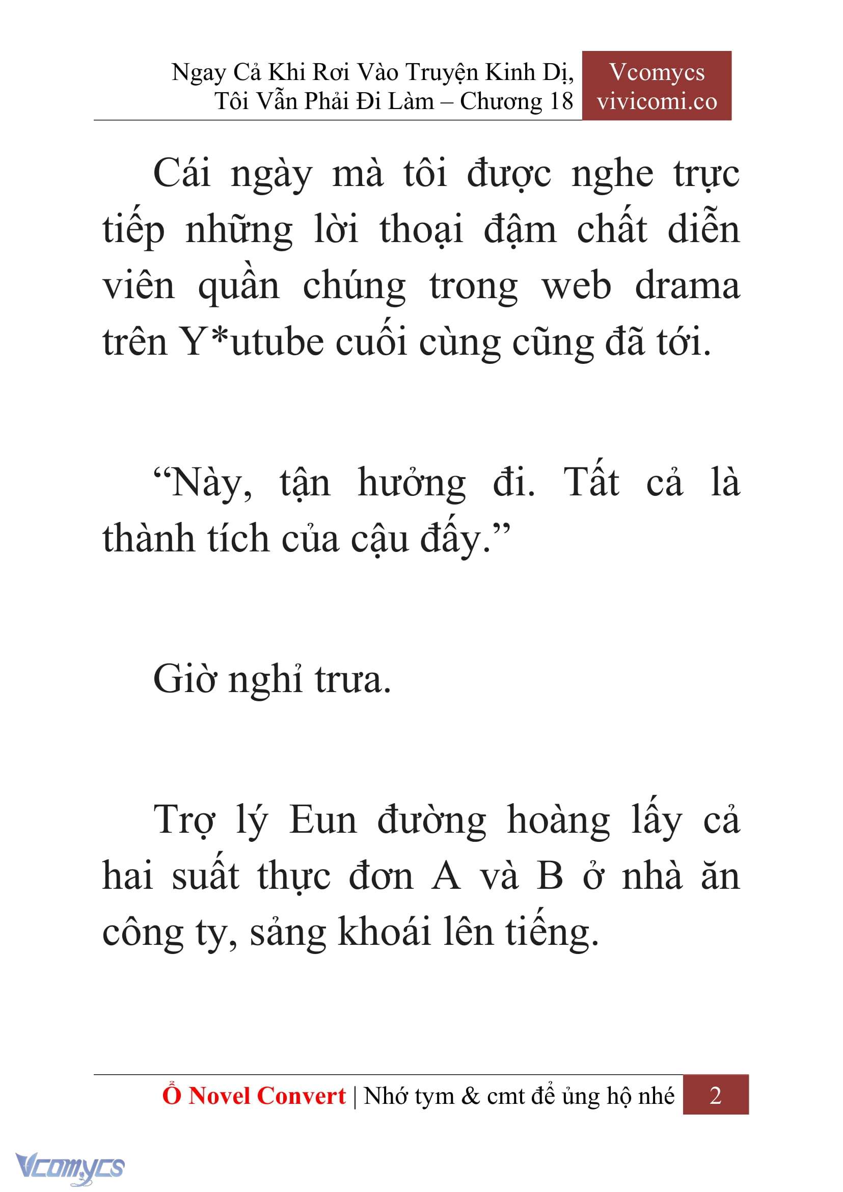 [Novel] Ngay Cả Khi Rơi Vào Truyện Kinh Dị, Tôi Vẫn Phải Đi Làm Chap 18 - Trang 2