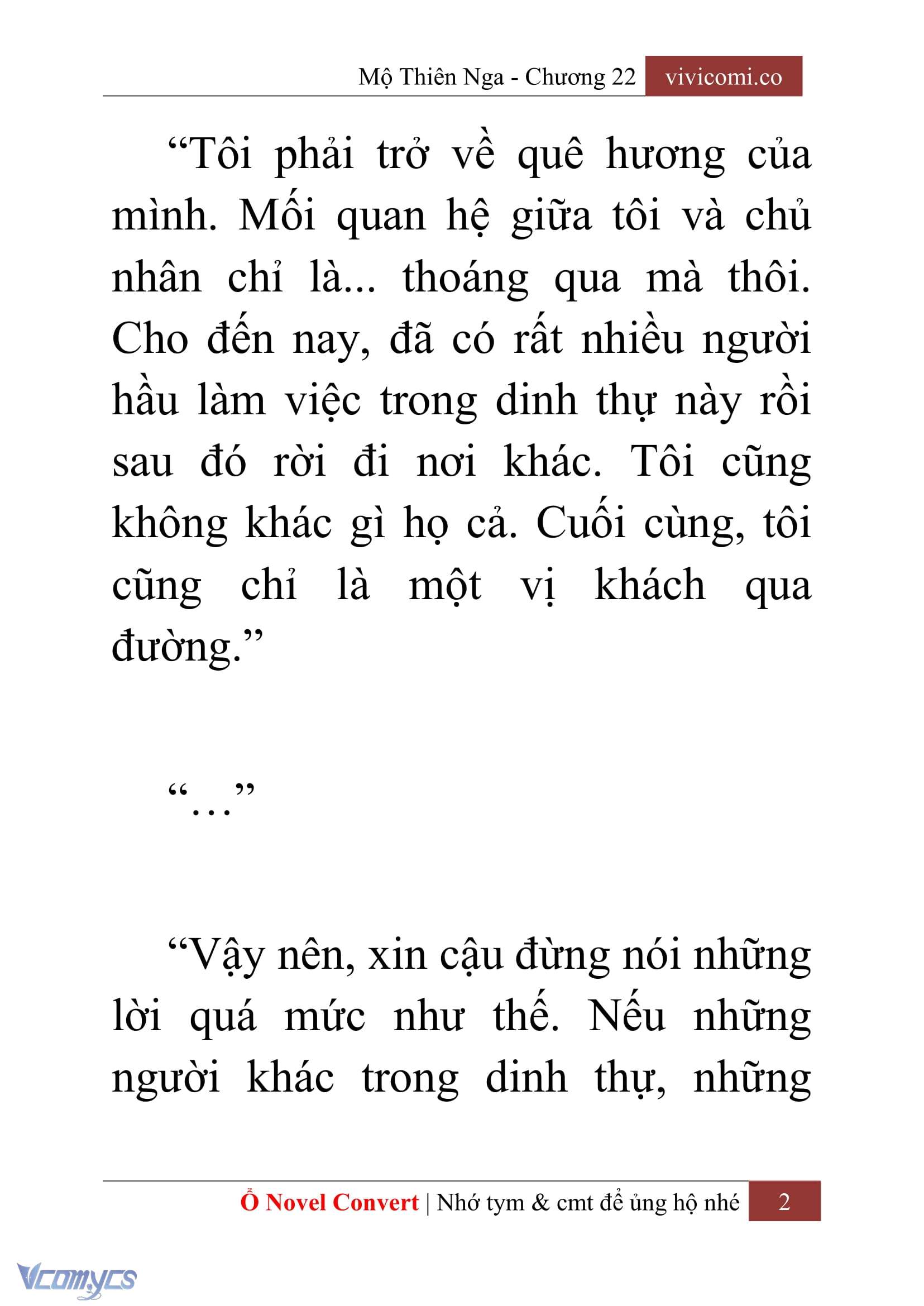 [Novel] Mộ Thiên Nga Chap 22 - Trang 2