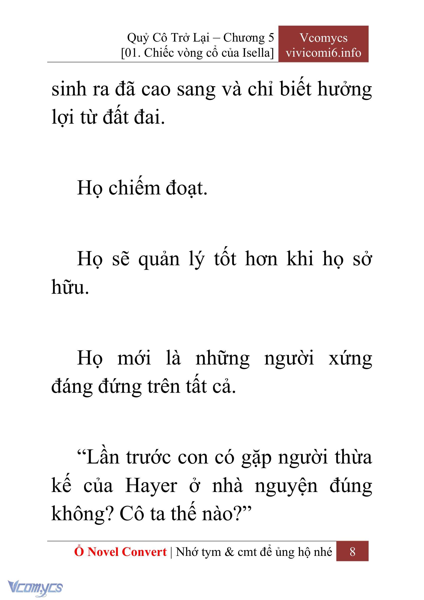 [Novel] Quý Cô Trở Lại Chap 5 - Trang 2