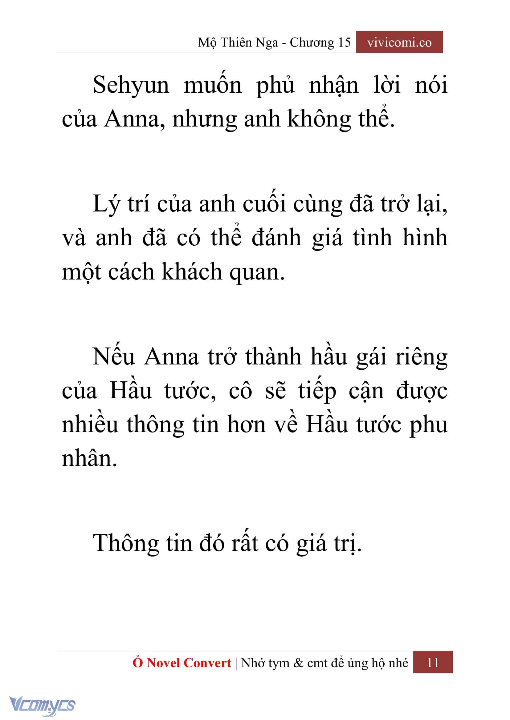 [Novel] Mộ Thiên Nga Chap 15 - Trang 2