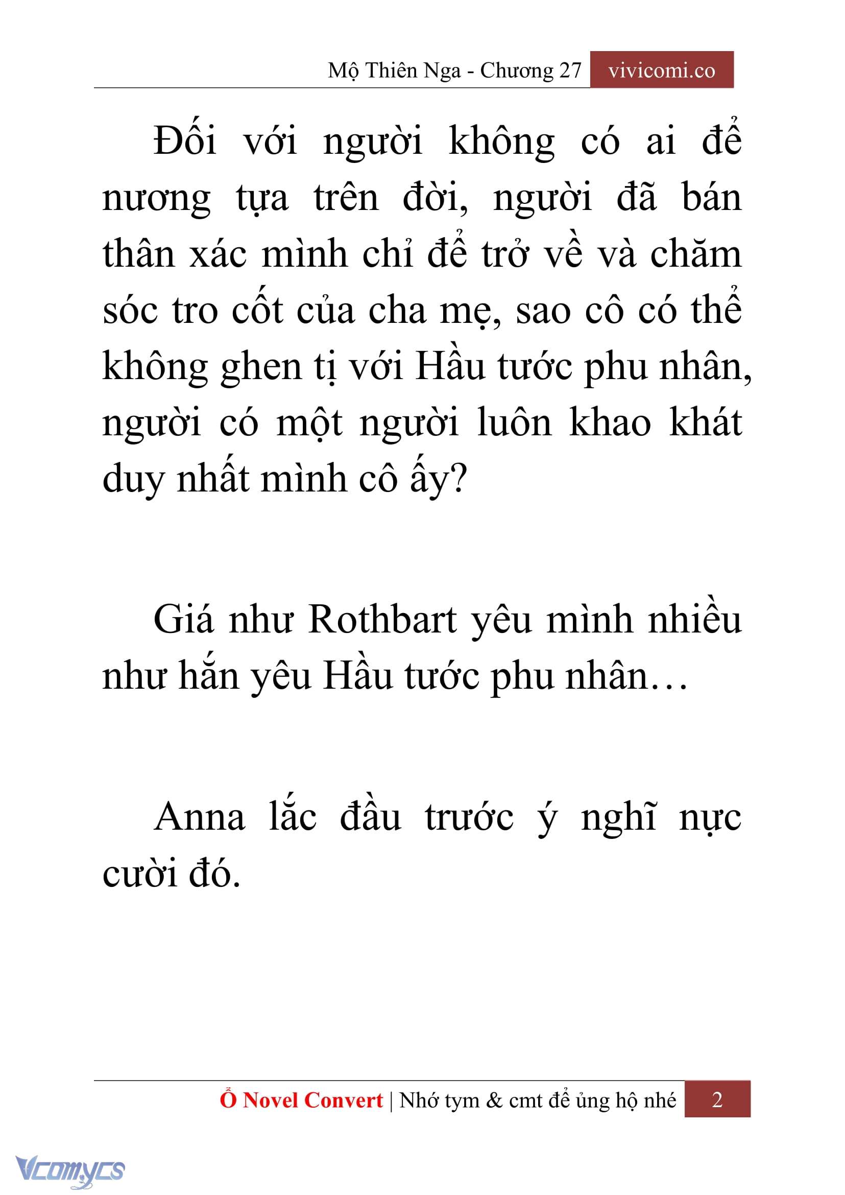 [Novel] Mộ Thiên Nga Chap 27 - Trang 2