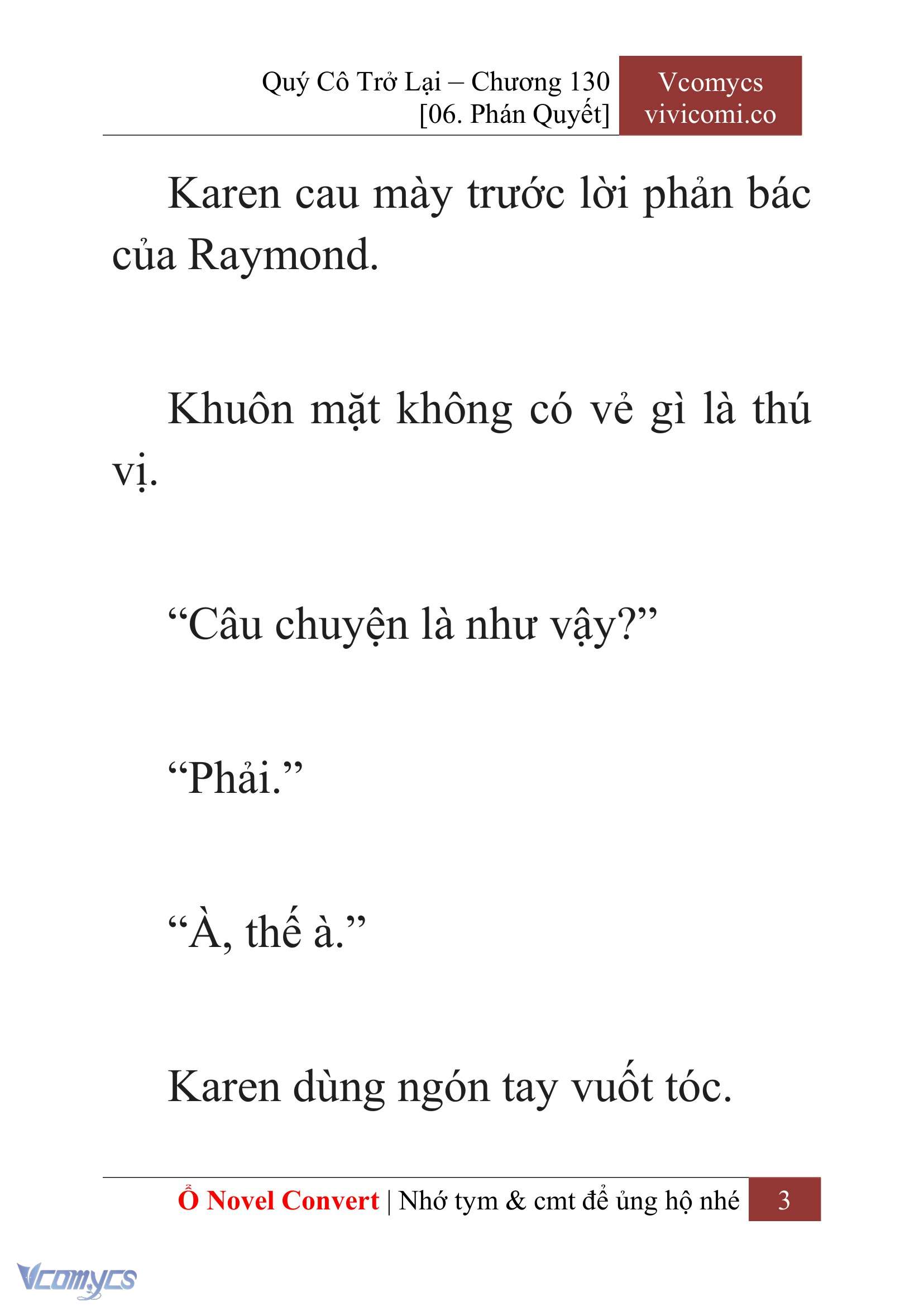 [Novel] Quý Cô Trở Lại Chap 130 - Next 