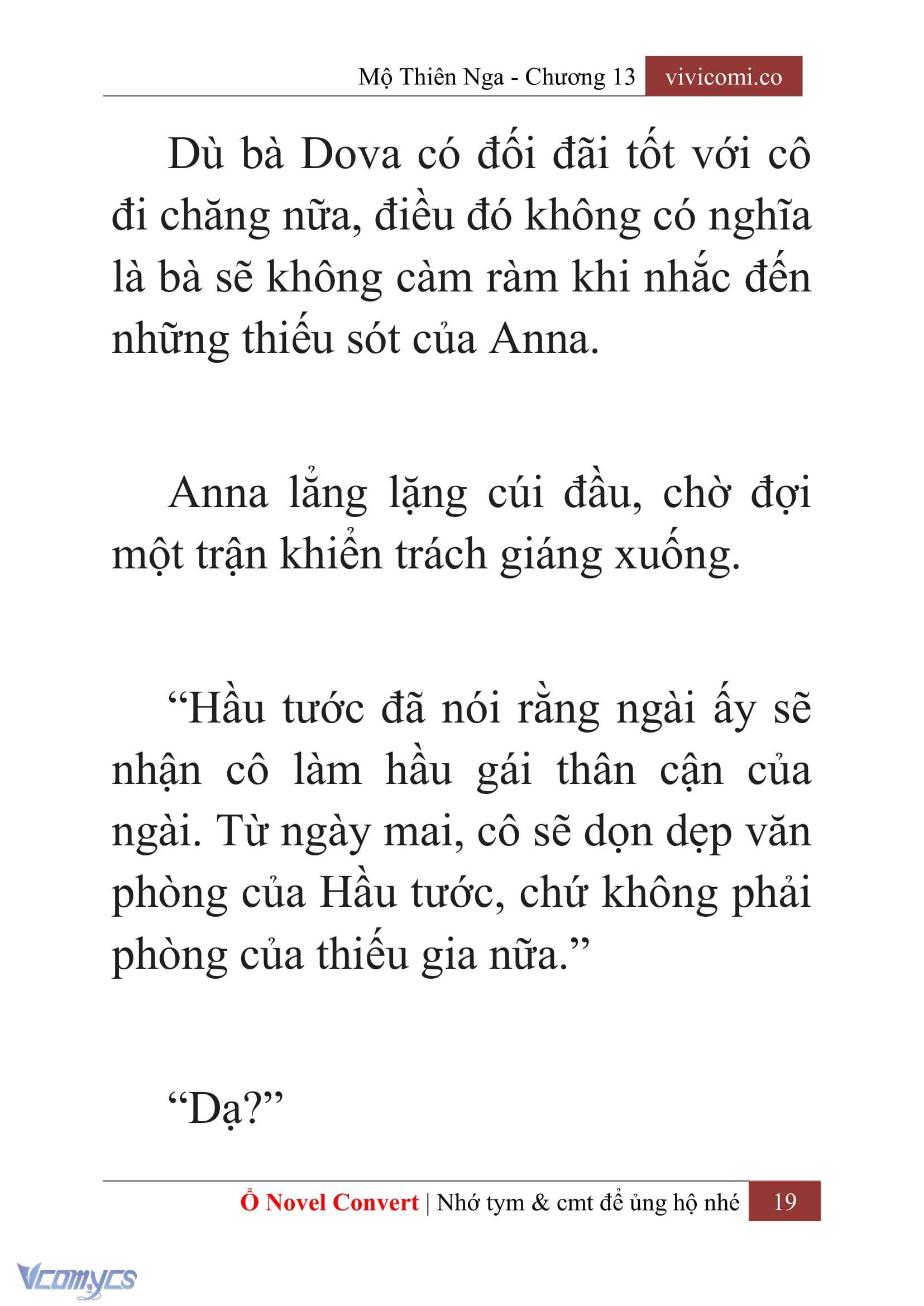 [Novel] Mộ Thiên Nga Chap 13 - Next Chap 14