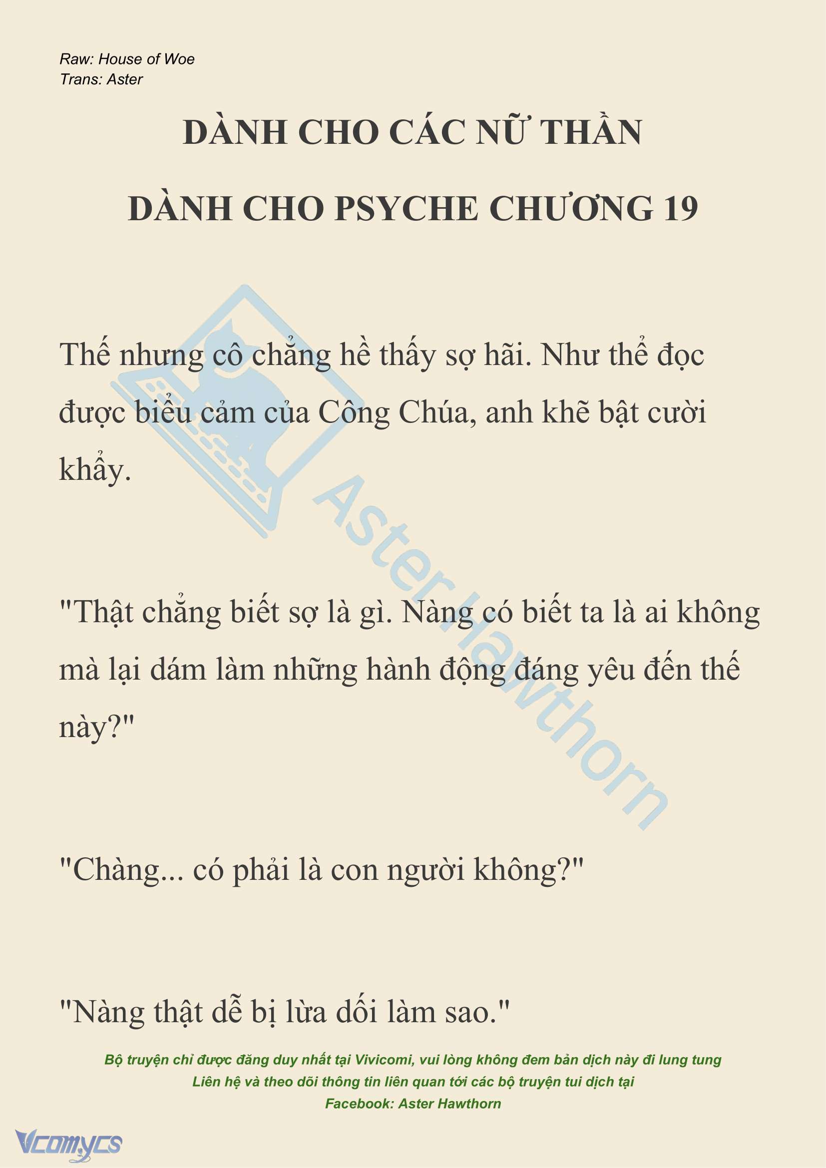 [NOVEL] Dành Cho Các Nữ Thần: Dành cho Psyche Chap 19 - Trang 2
