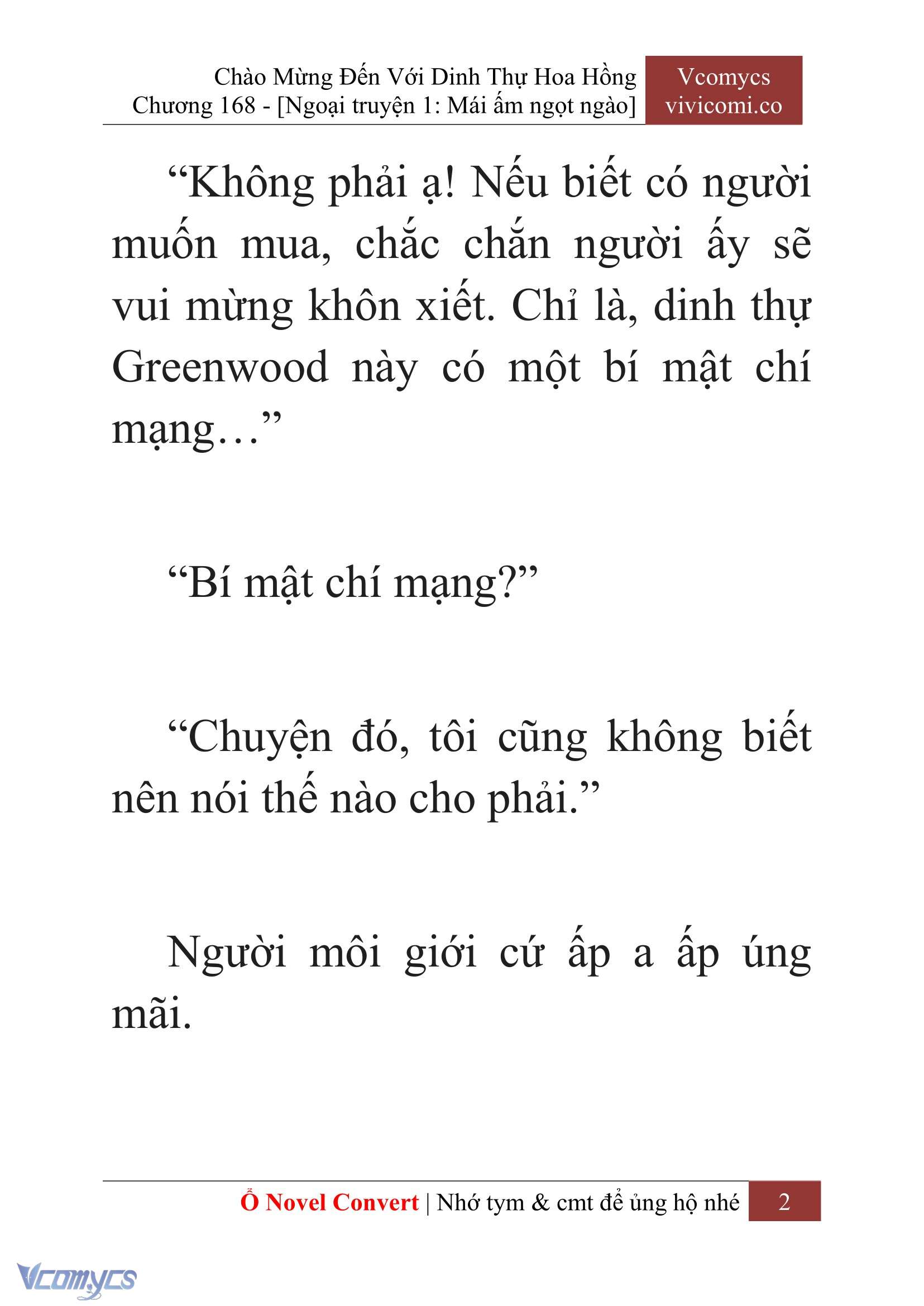 [Novel] Chào Mừng Đến Với Dinh Thự Hoa Hồng Chap 168 - Trang 2