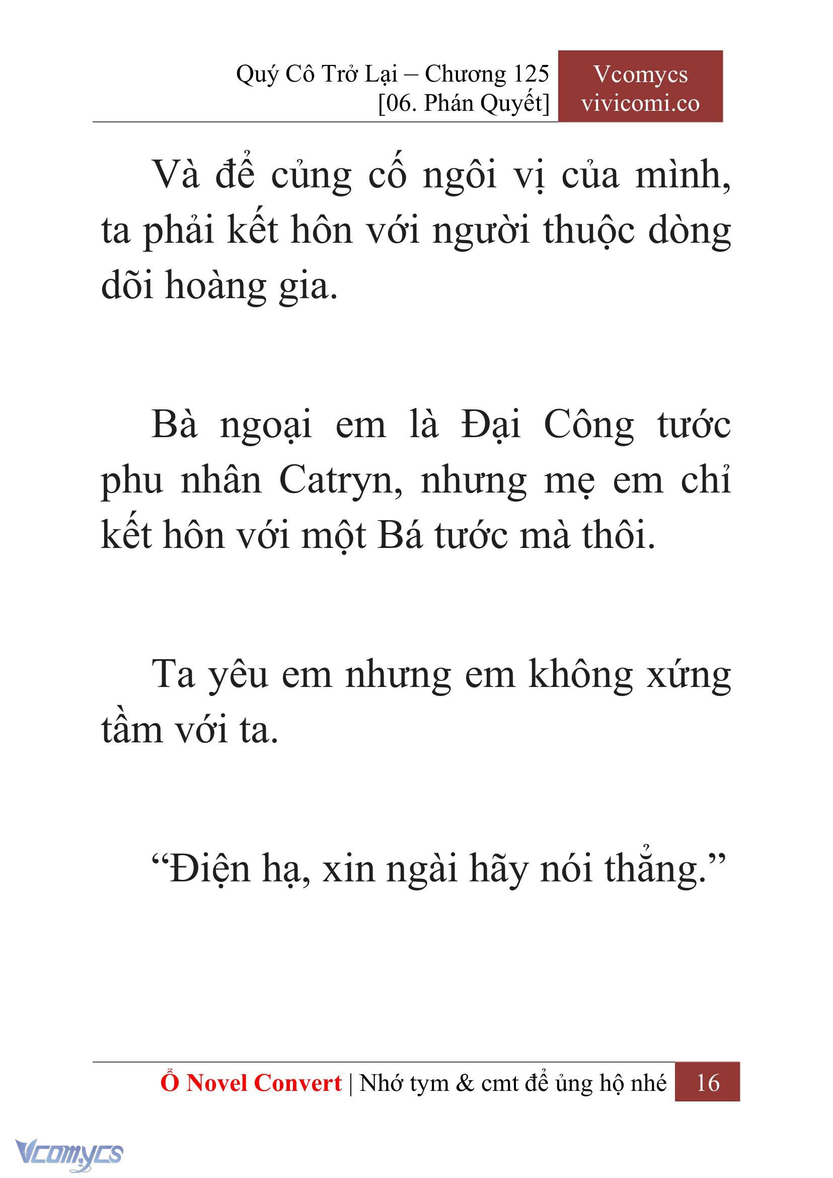 [Novel] Quý Cô Trở Lại Chap 125 - Next Chap 126