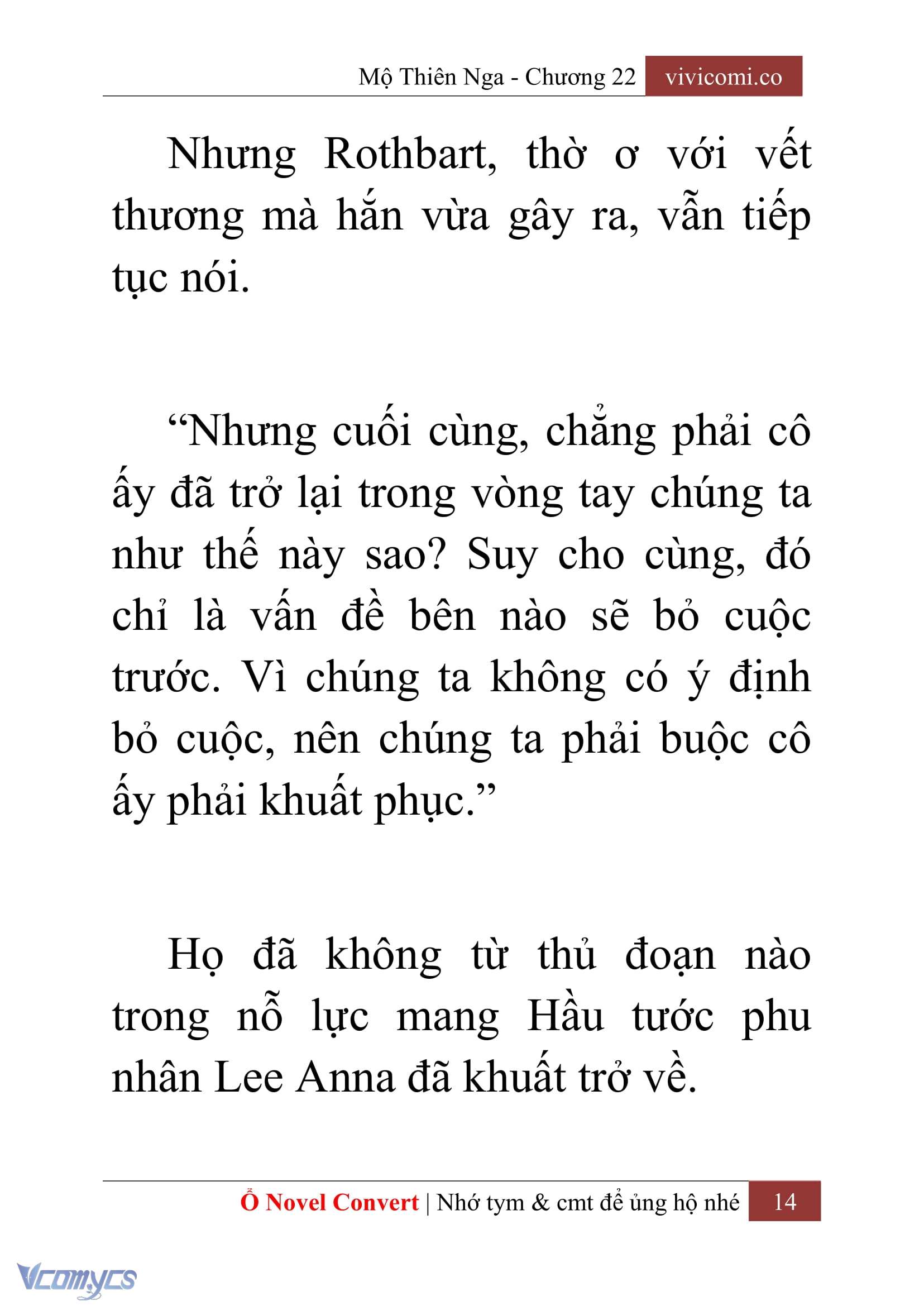 [Novel] Mộ Thiên Nga Chap 22 - Trang 2