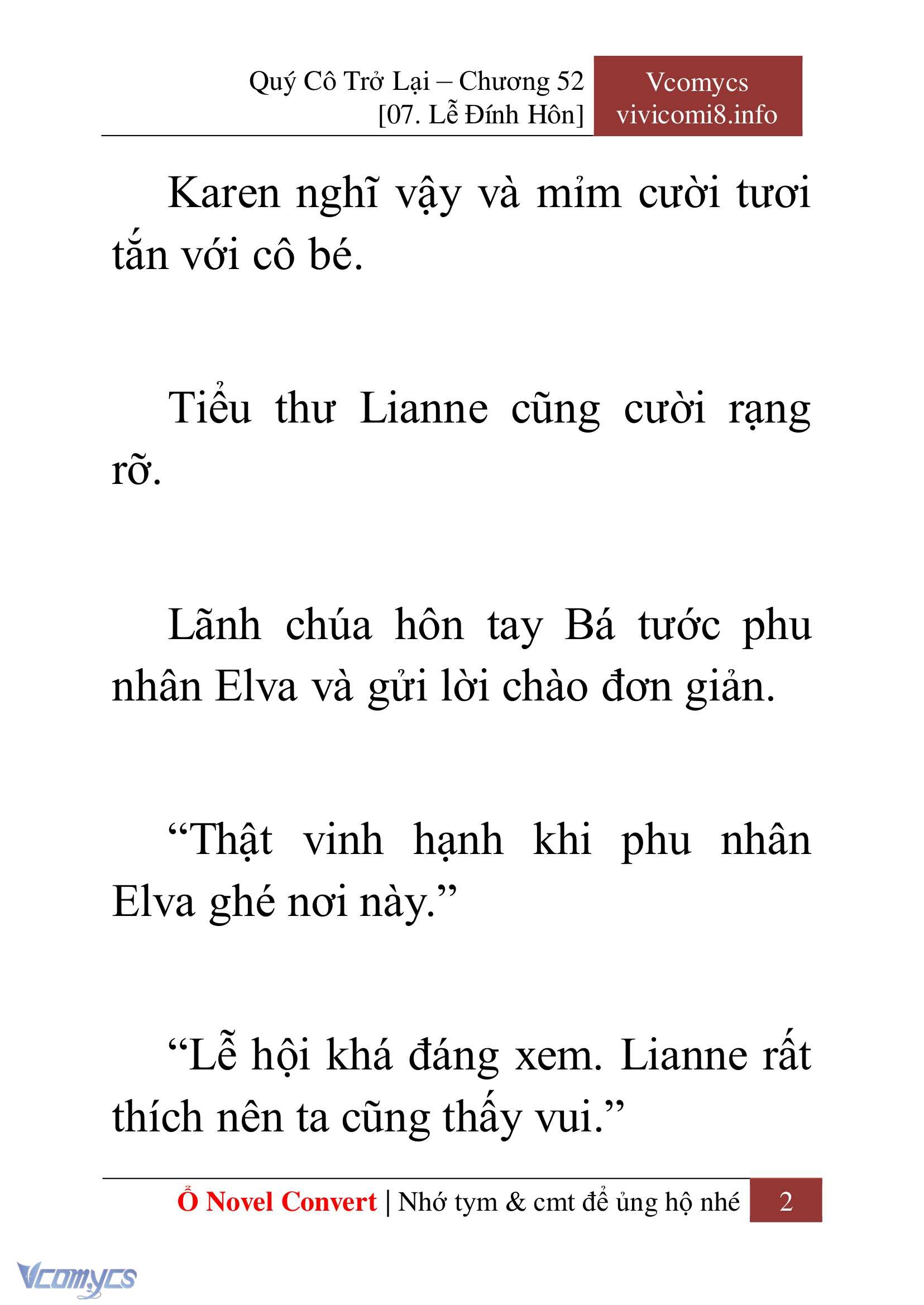 [Novel] Quý Cô Trở Lại Chap 52 - Trang 2