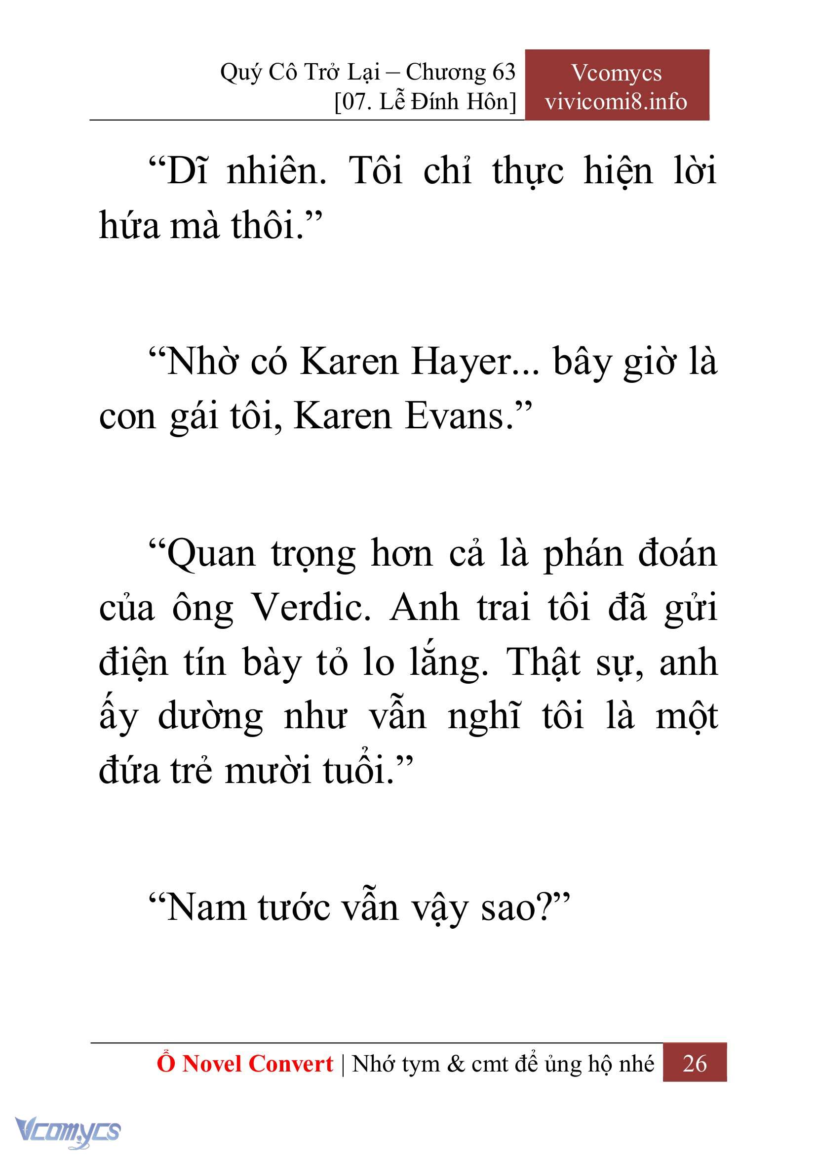 [Novel] Quý Cô Trở Lại Chap 63 - Trang 2