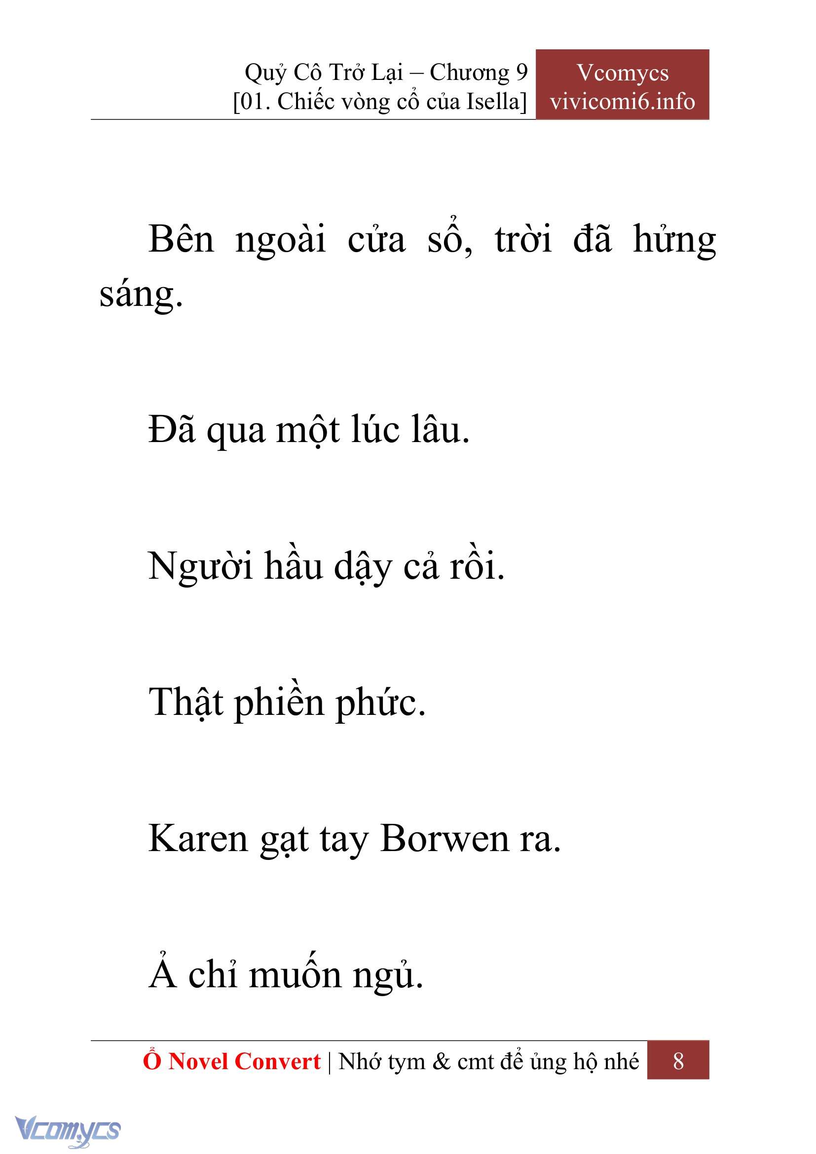 [Novel] Quý Cô Trở Lại Chap 9 - Next Chap 10