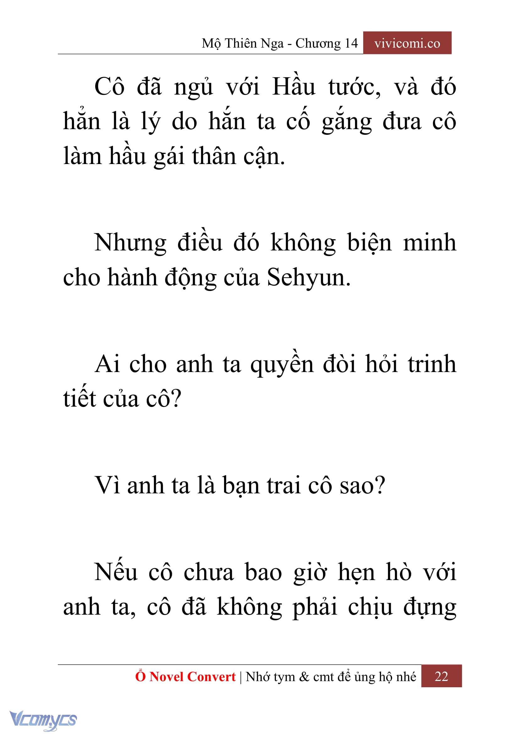 [Novel] Mộ Thiên Nga Chap 14 - Trang 2