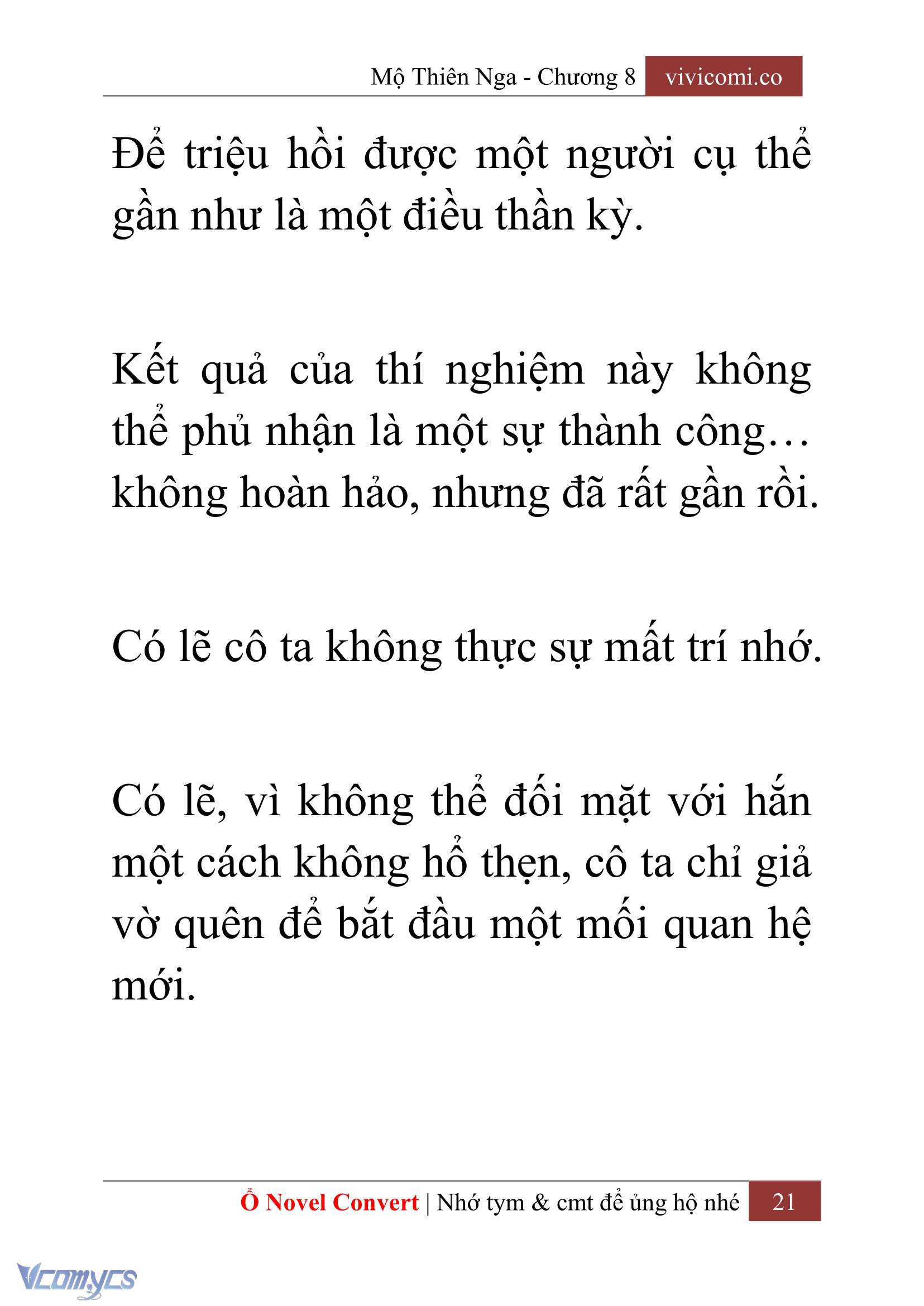 [Novel] Mộ Thiên Nga Chap 8 - Trang 2