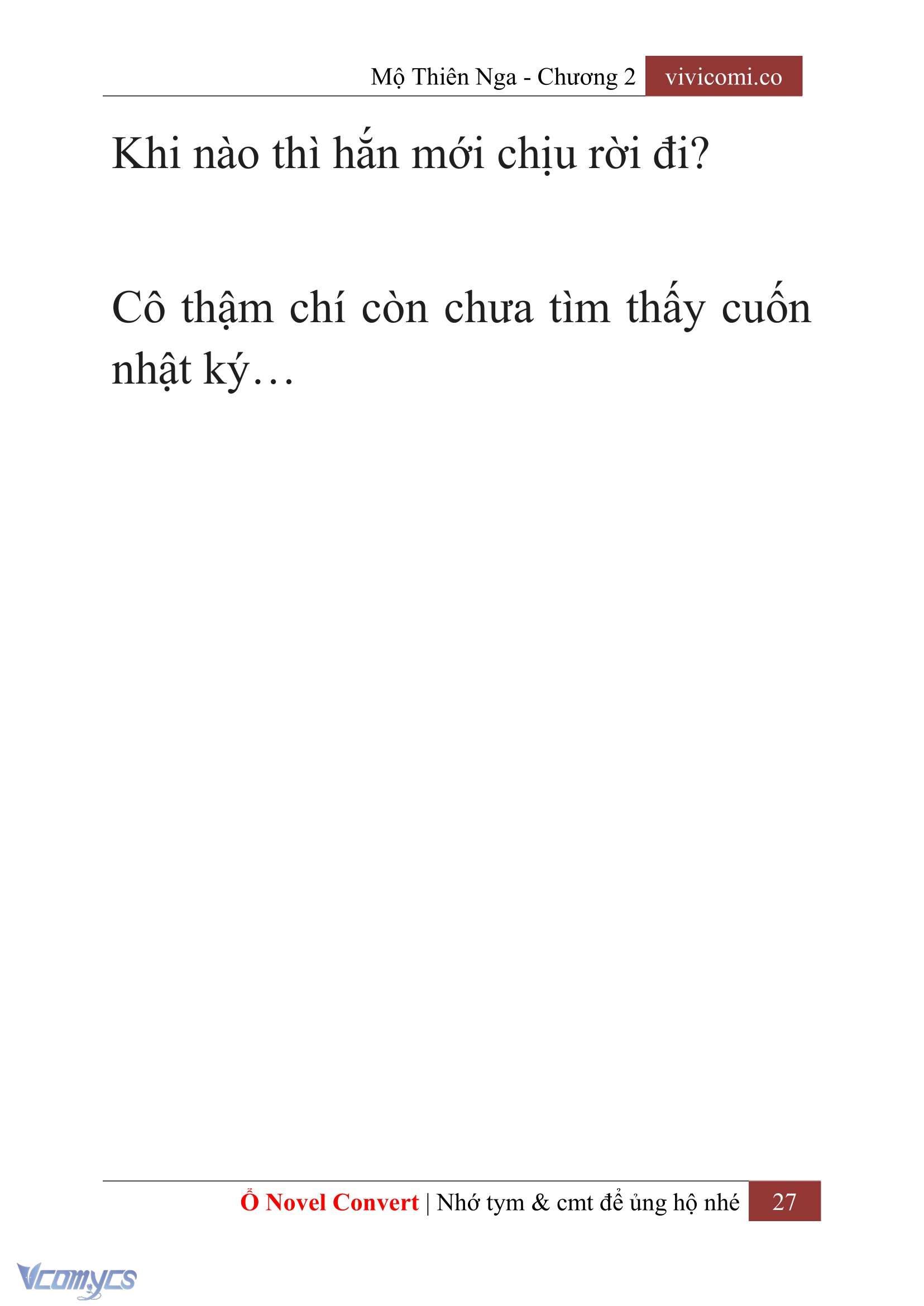 [Novel] Mộ Thiên Nga Chap 2 - Trang 2