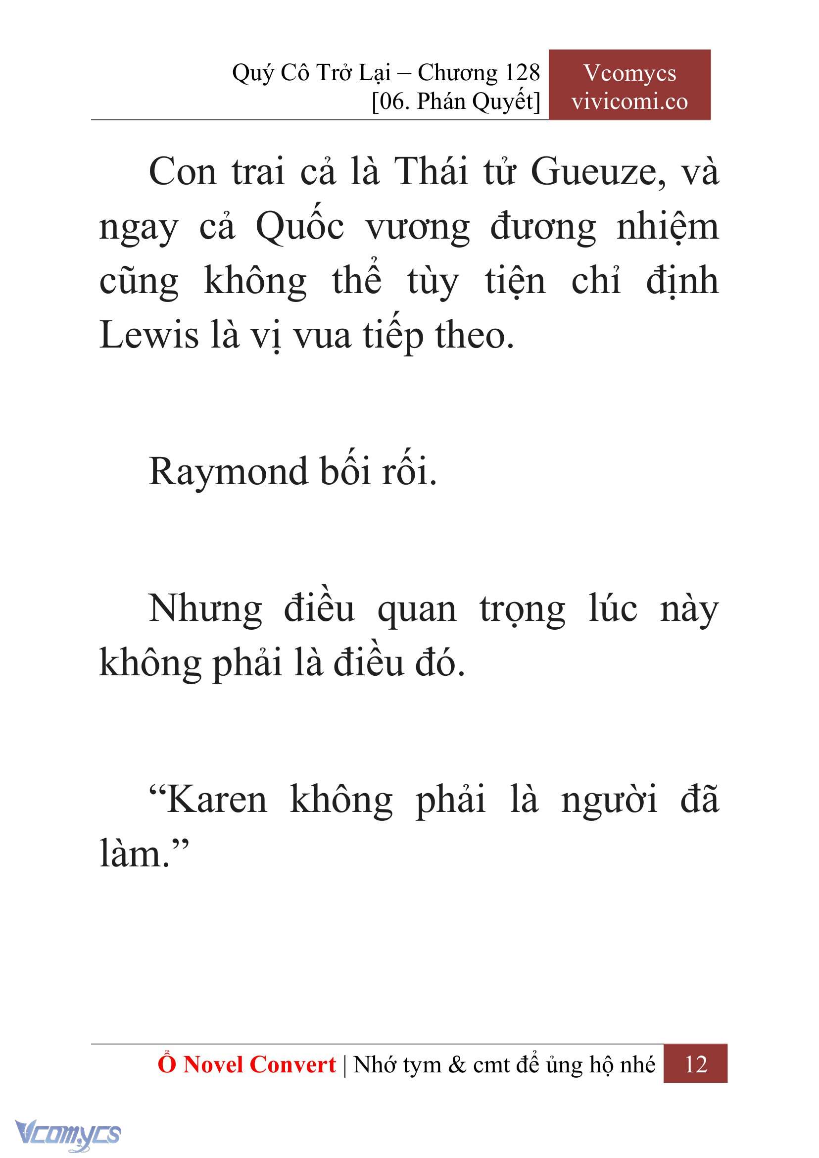 [Novel] Quý Cô Trở Lại Chap 128 - Next 