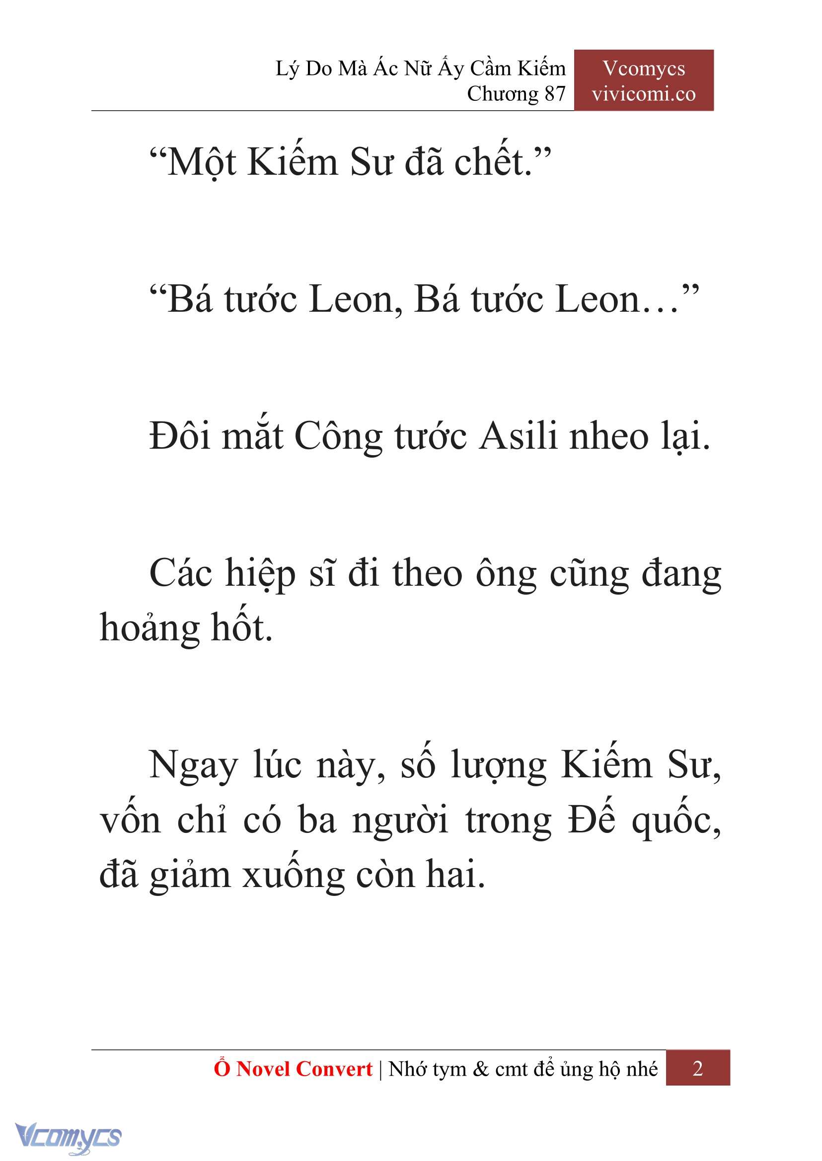 [Novel] Lý Do Mà Ác Nữ Ấy Cầm Kiếm Chap 87 - Trang 2