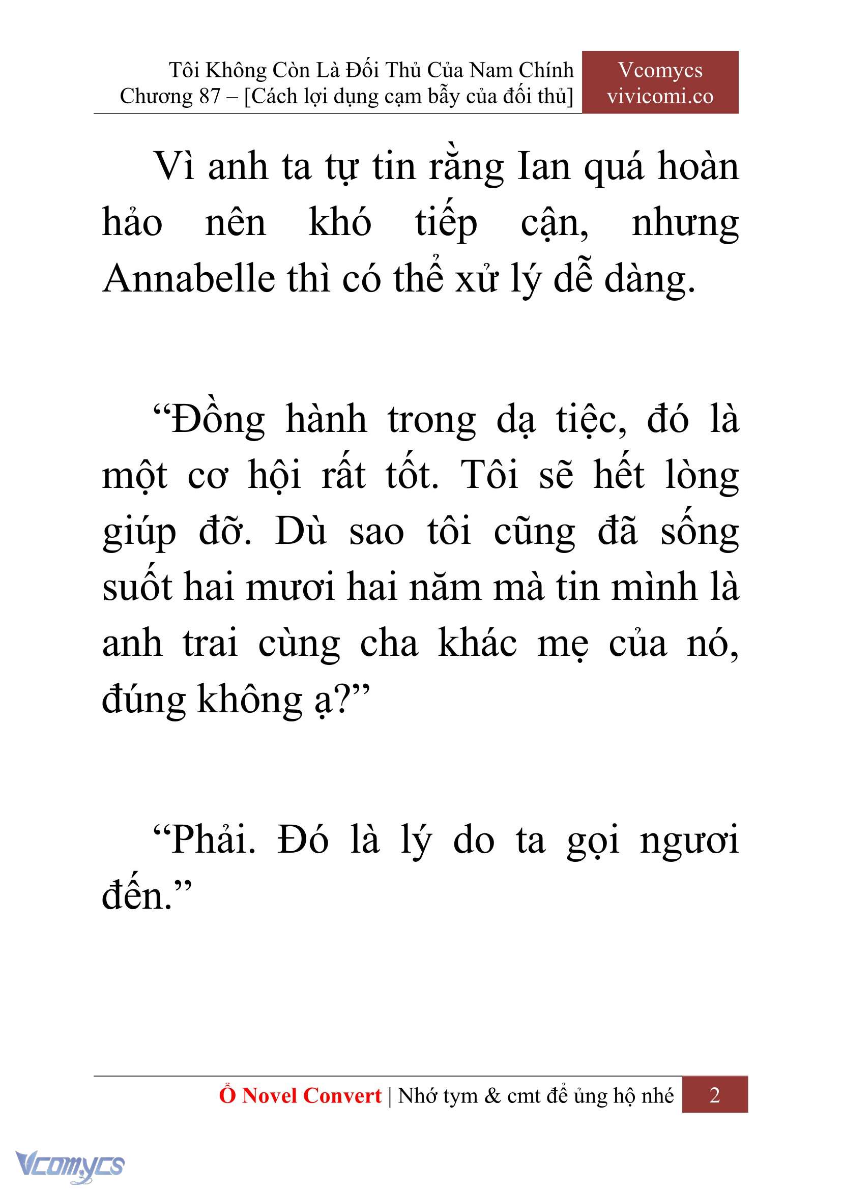 [Novel] Tôi Không Còn Là Đối Thủ Của Nam Chính Chap 87 - Trang 2
