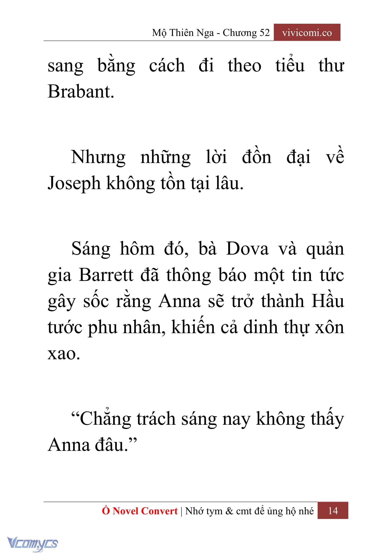 [Novel] Mộ Thiên Nga Chap 52 - Next Chap 53