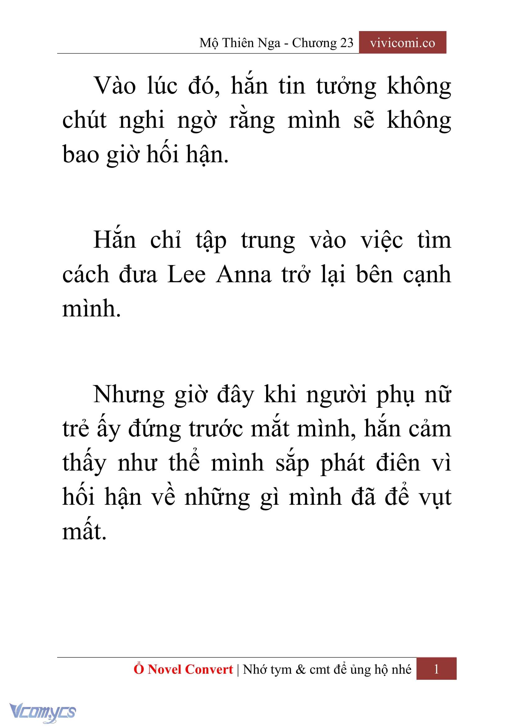 [Novel] Mộ Thiên Nga Chap 23 - Trang 2