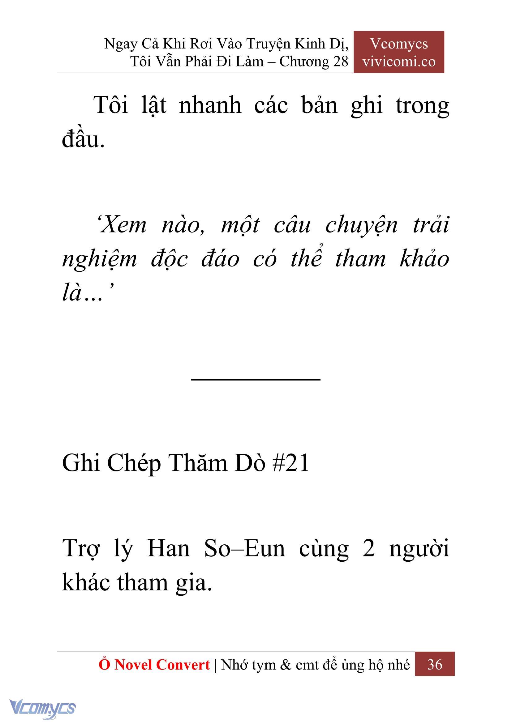 [Novel] Ngay Cả Khi Rơi Vào Truyện Kinh Dị, Tôi Vẫn Phải Đi Làm Chap 28 - Trang 2