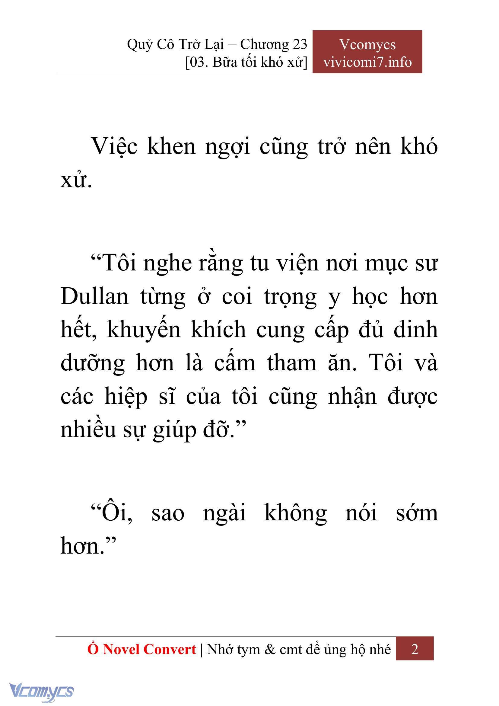 [Novel] Quý Cô Trở Lại Chap 23 - Next Chap 24