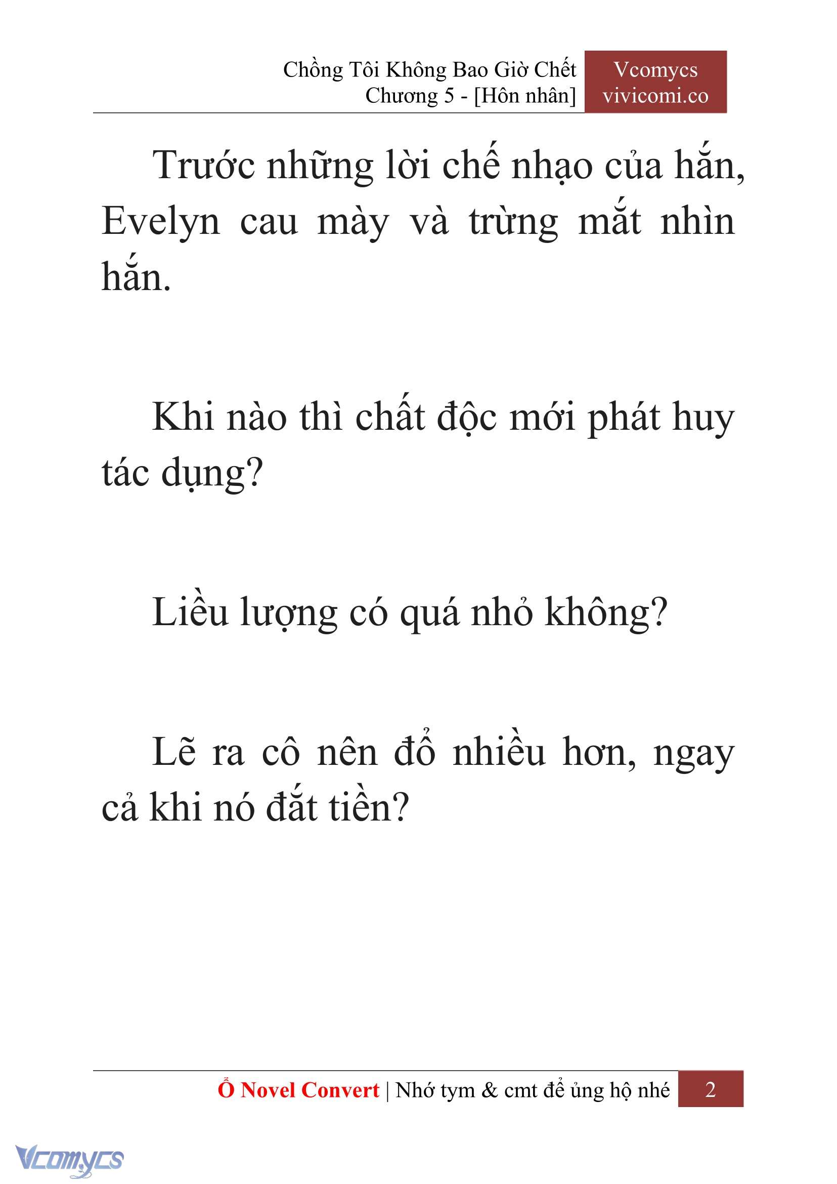 [Novel] Chồng Tôi Không Bao Giờ Chết Chap 5 - Trang 2
