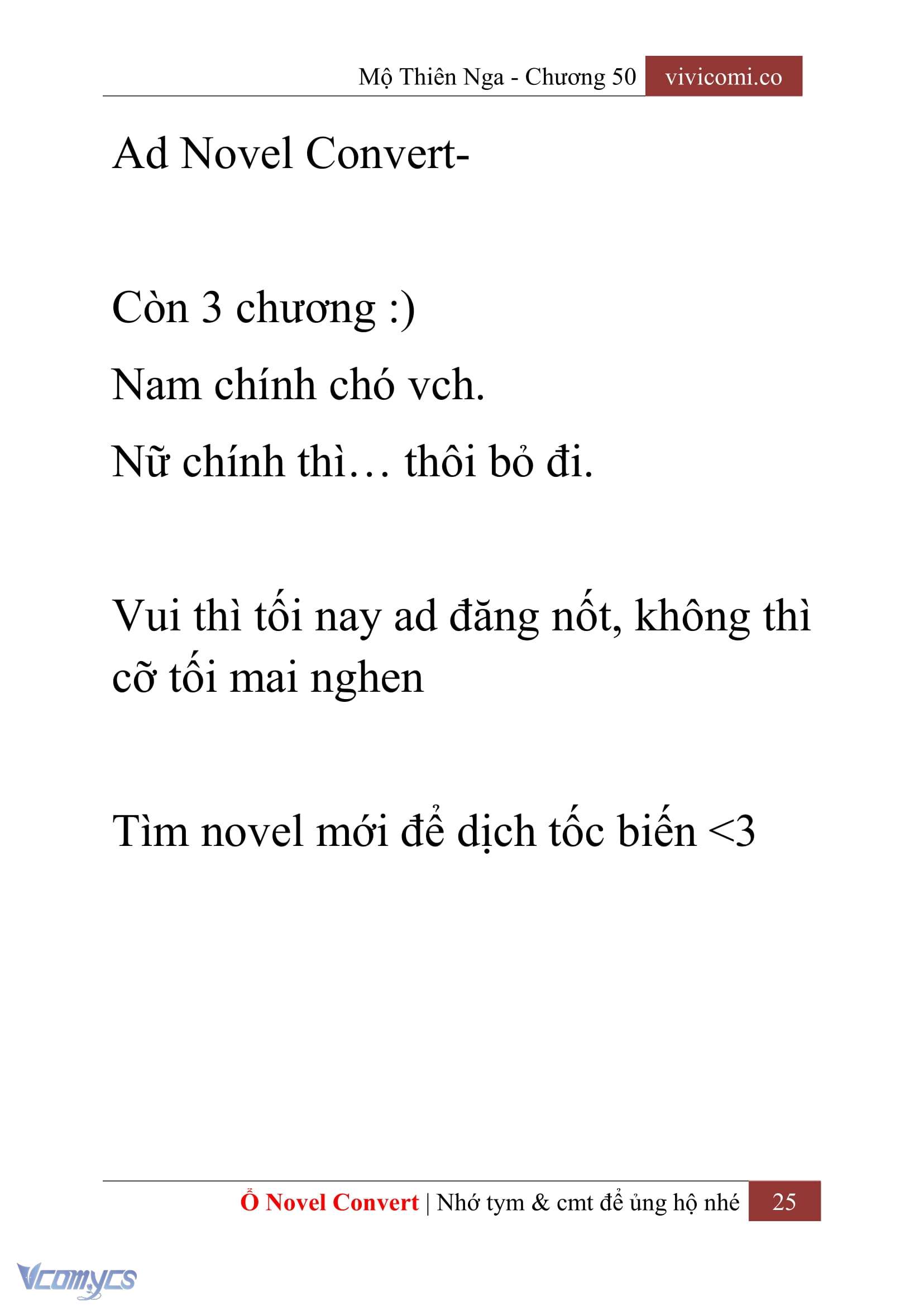 [Novel] Mộ Thiên Nga Chap 50 - Trang 2