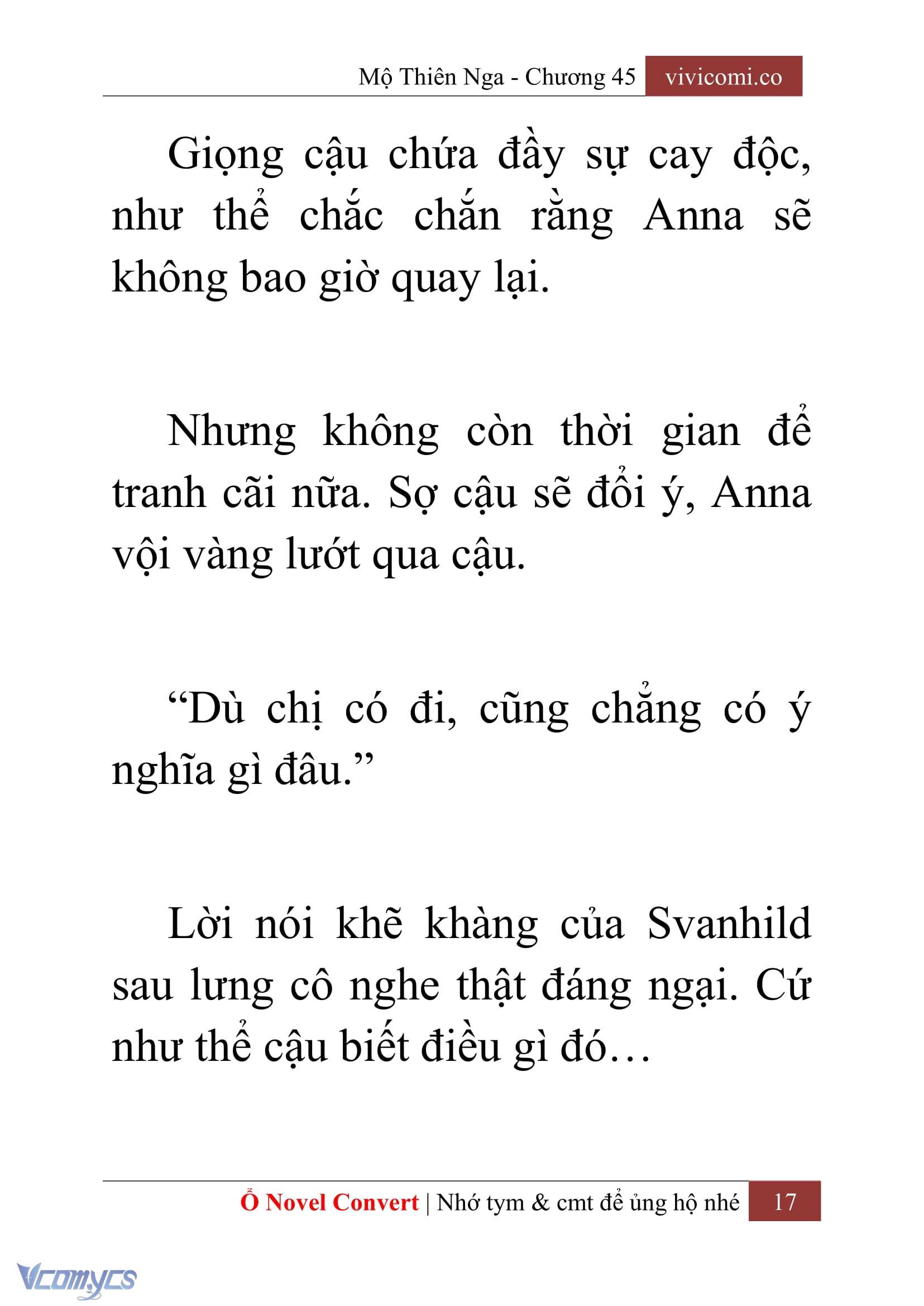 [Novel] Mộ Thiên Nga Chap 45 - Trang 2