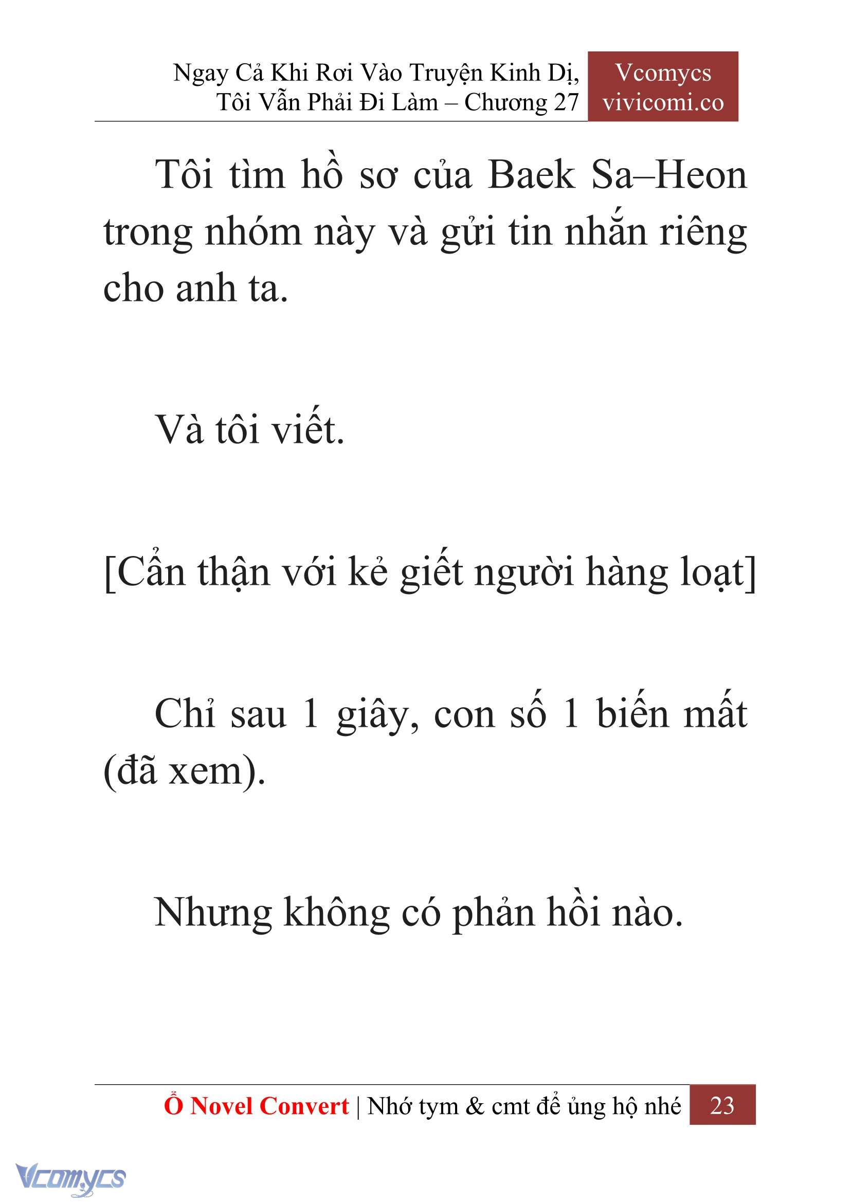 [Novel] Ngay Cả Khi Rơi Vào Truyện Kinh Dị, Tôi Vẫn Phải Đi Làm Chap 27 - Trang 2