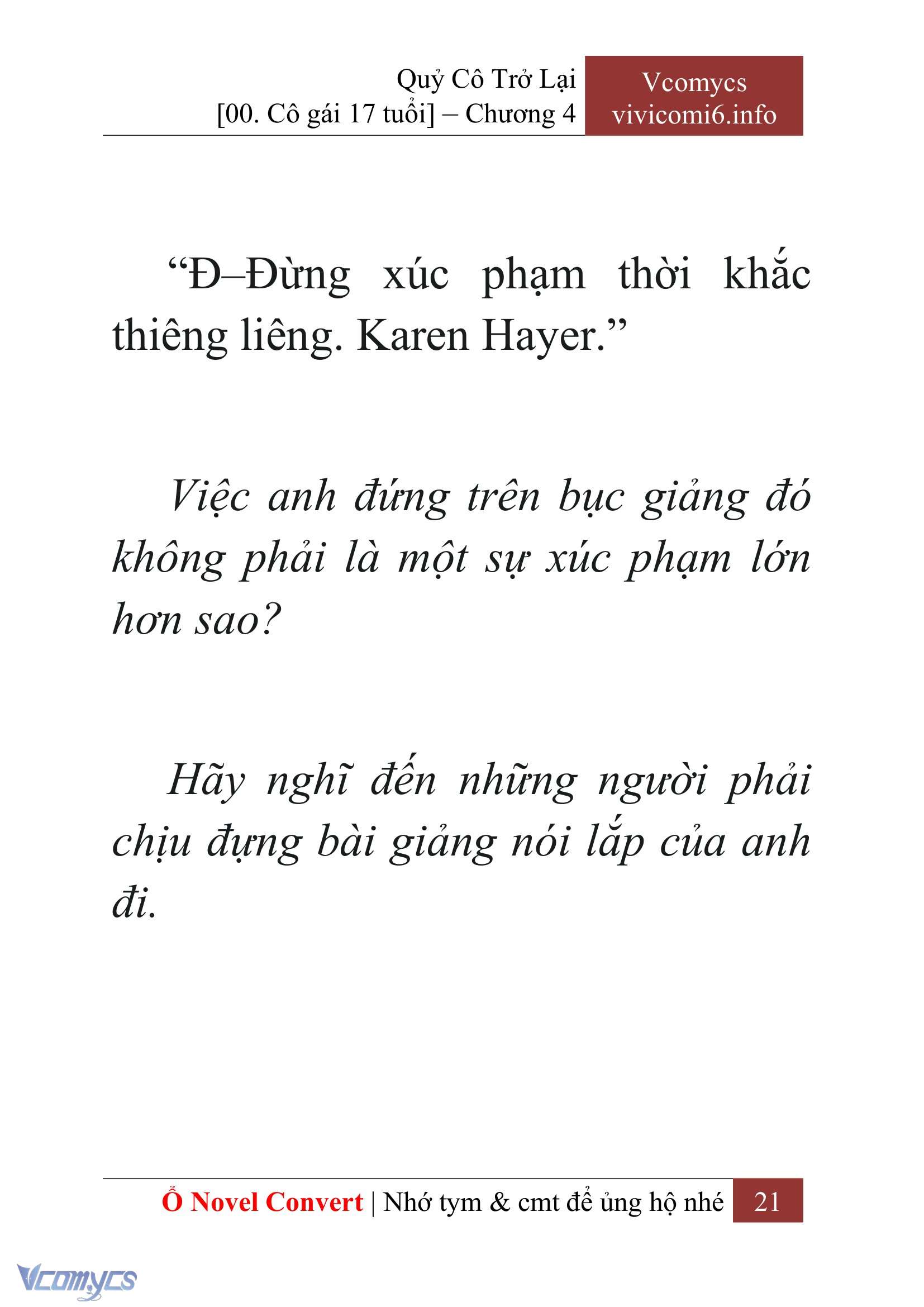 [Novel] Quý Cô Trở Lại Chap 4 - Trang 2