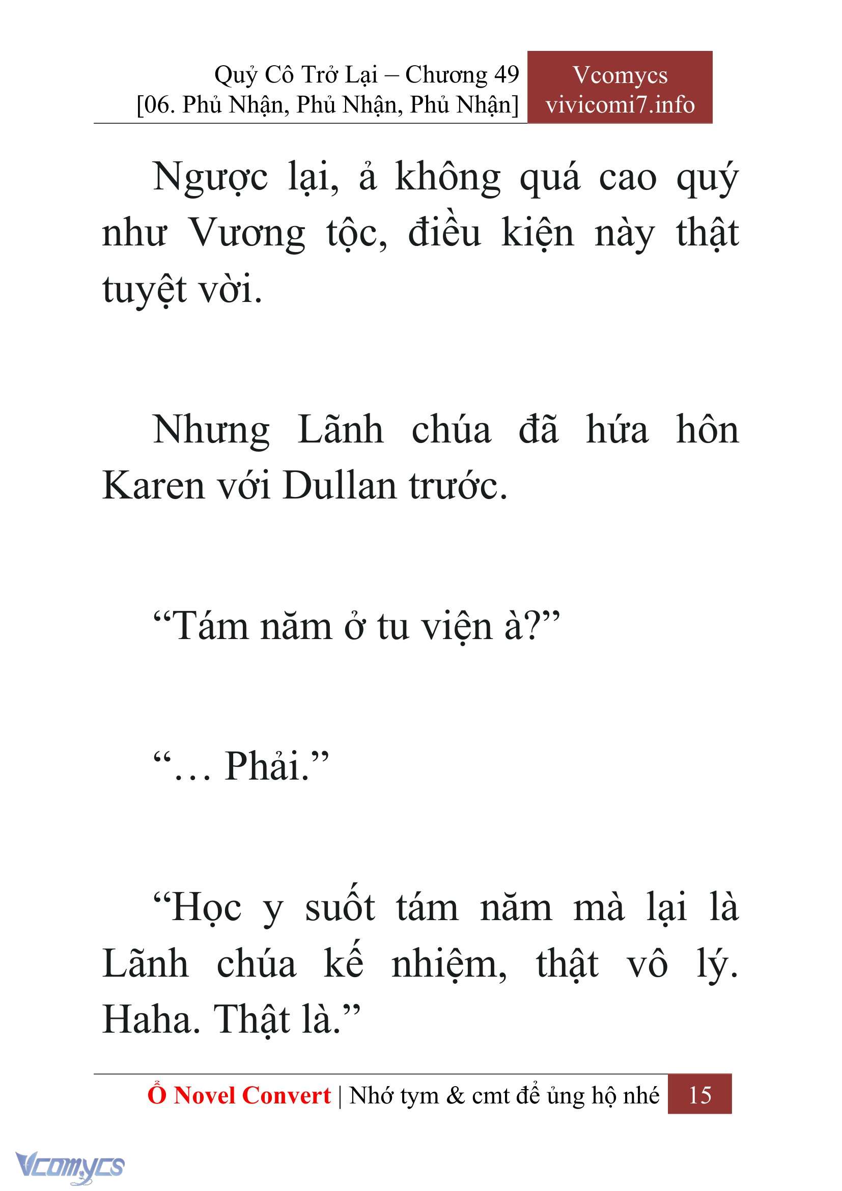 [Novel] Quý Cô Trở Lại Chap 49 - Next Chap 50