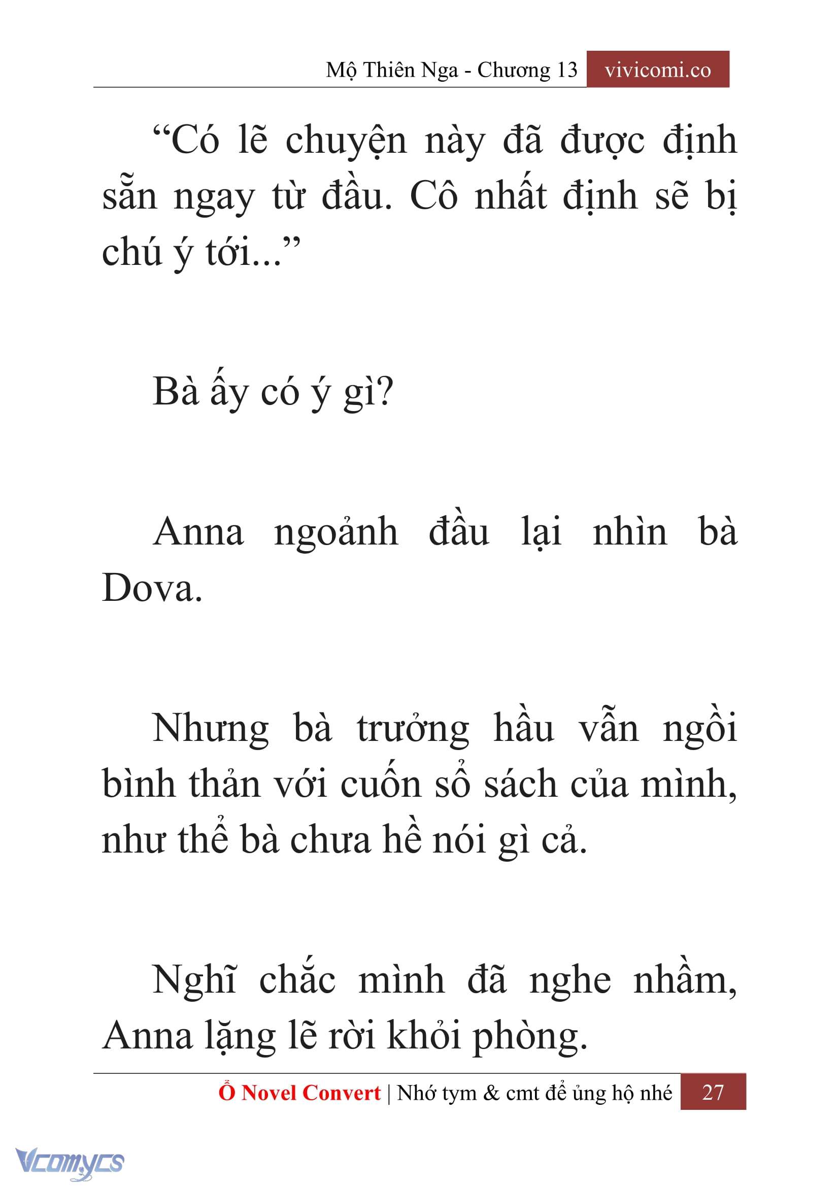 [Novel] Mộ Thiên Nga Chap 13 - Next Chap 14